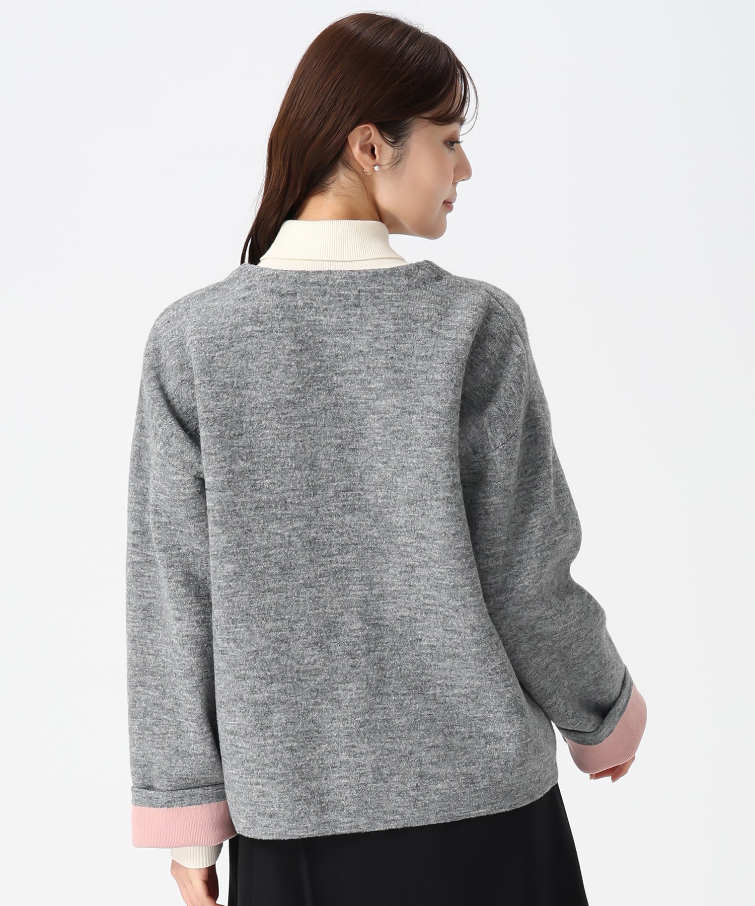 トランテアン ソン ドゥ モード 31 Sons de mode 2025秋冬新作 配色ニットカーディガン TT558401 （CH.GREY） CH.GREY