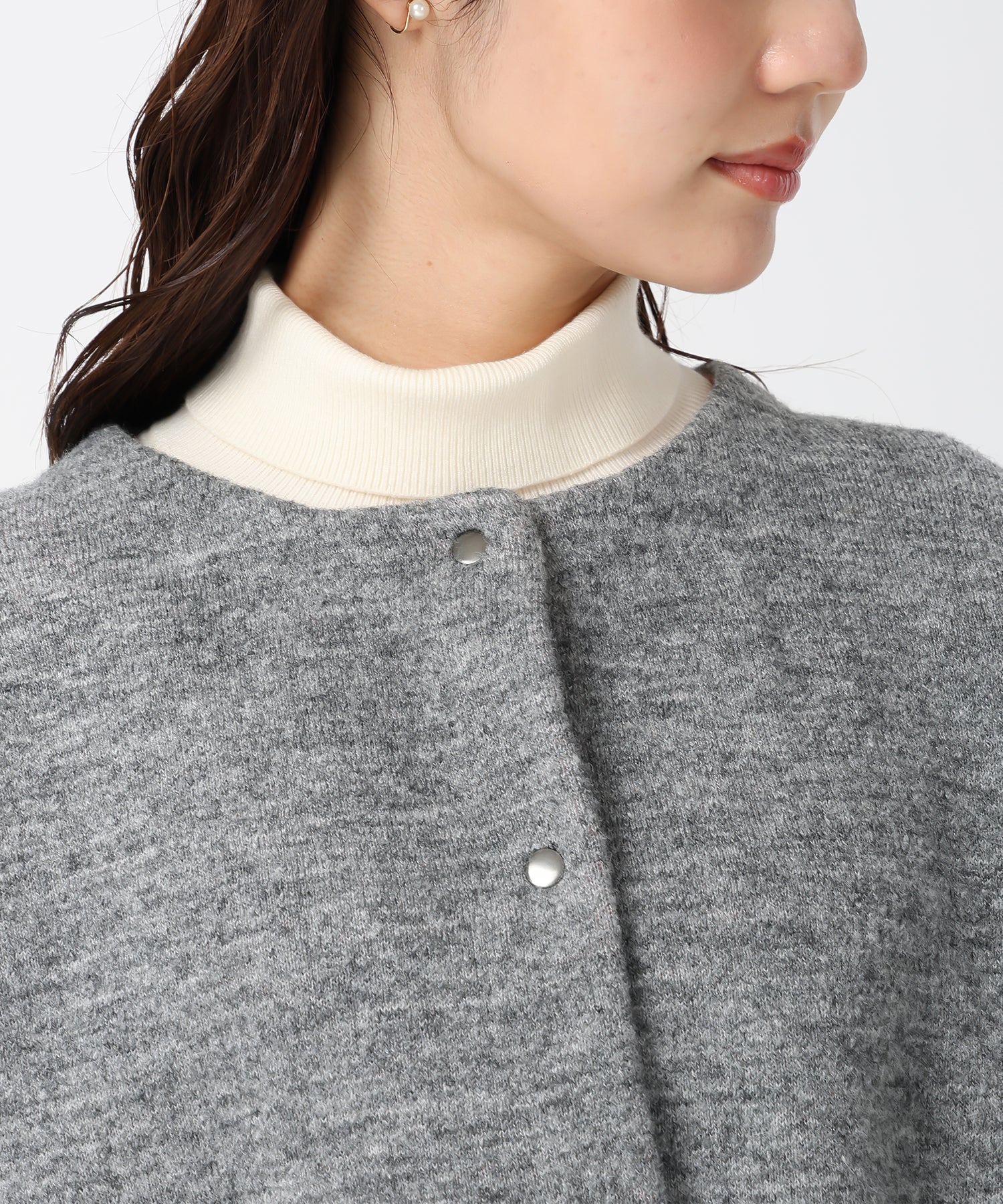 トランテアン ソン ドゥ モード 31 Sons de mode 2025秋冬新作 配色ニットカーディガン TT558401 （CH.GREY） CH.GREY