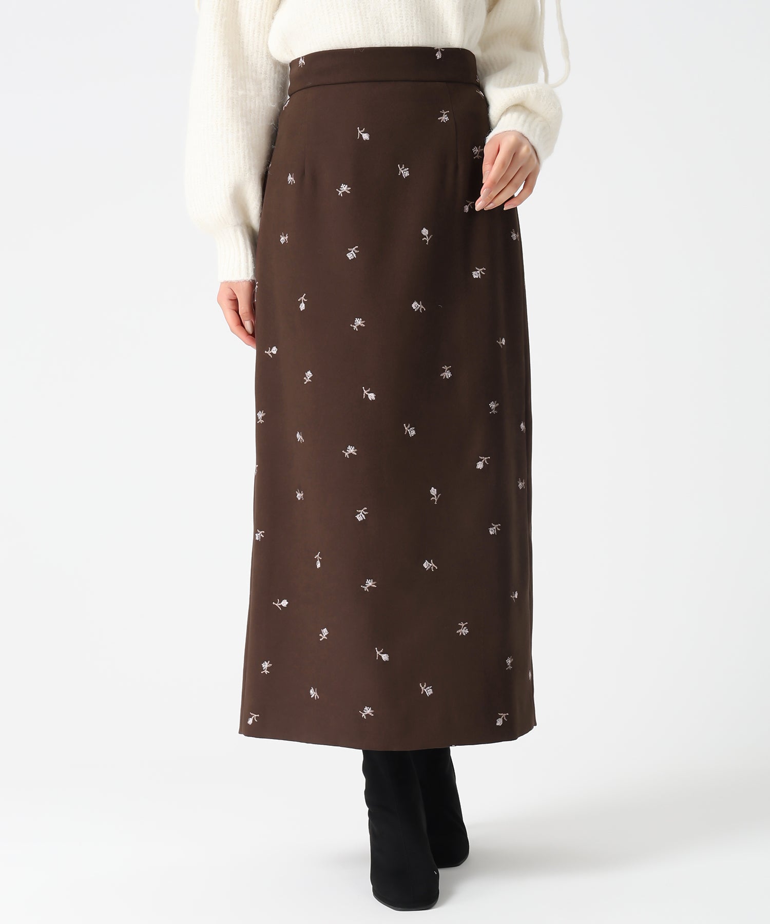 トランテアン ソン ドゥ モード 31 Sons de mode 2025秋冬新作 刺繍タイトスカート TT547215 （BROWN） BROWN