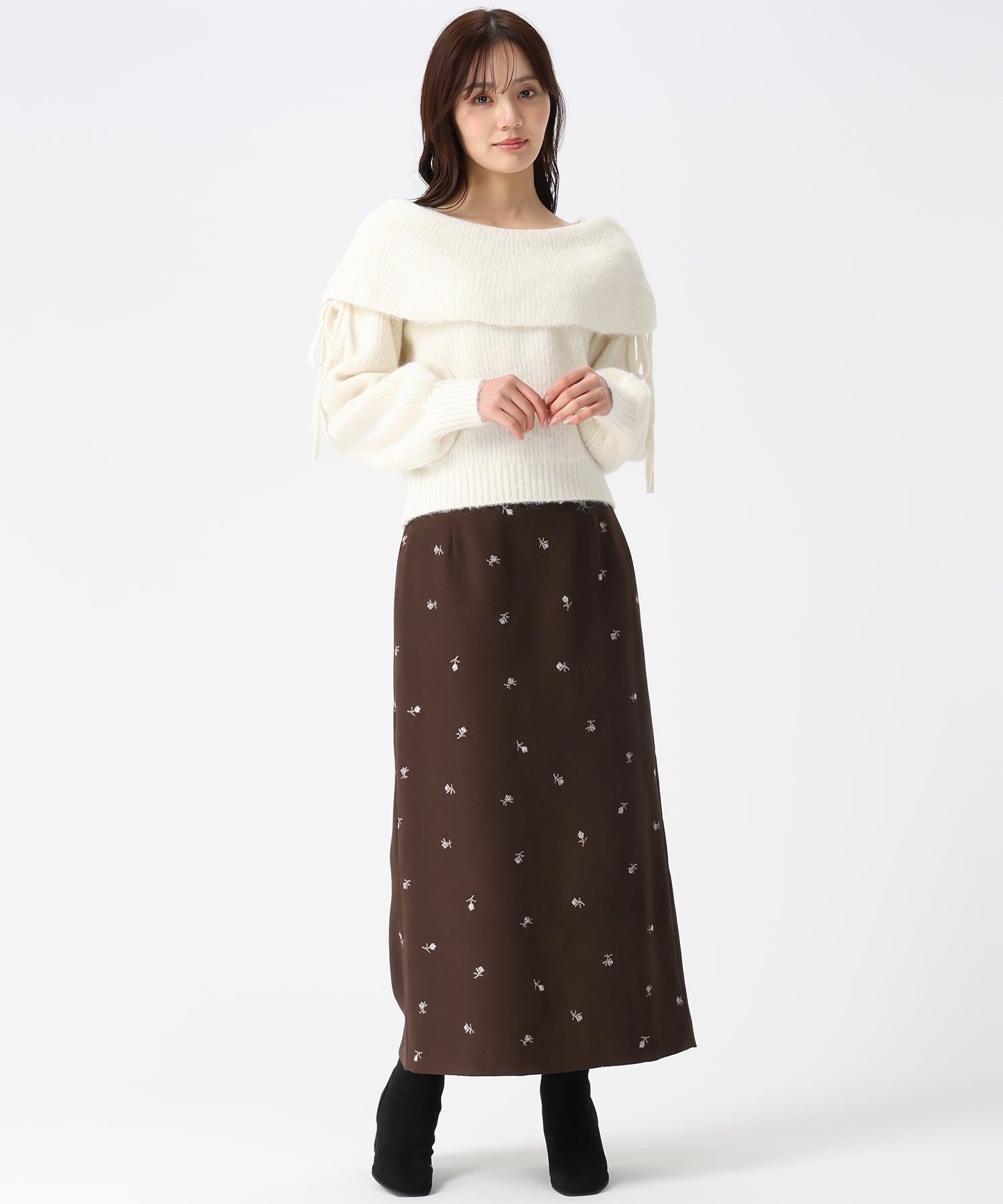 トランテアン ソン ドゥ モード 31 Sons de mode 2025秋冬新作 刺繍タイトスカート TT547215 （BROWN） BROWN