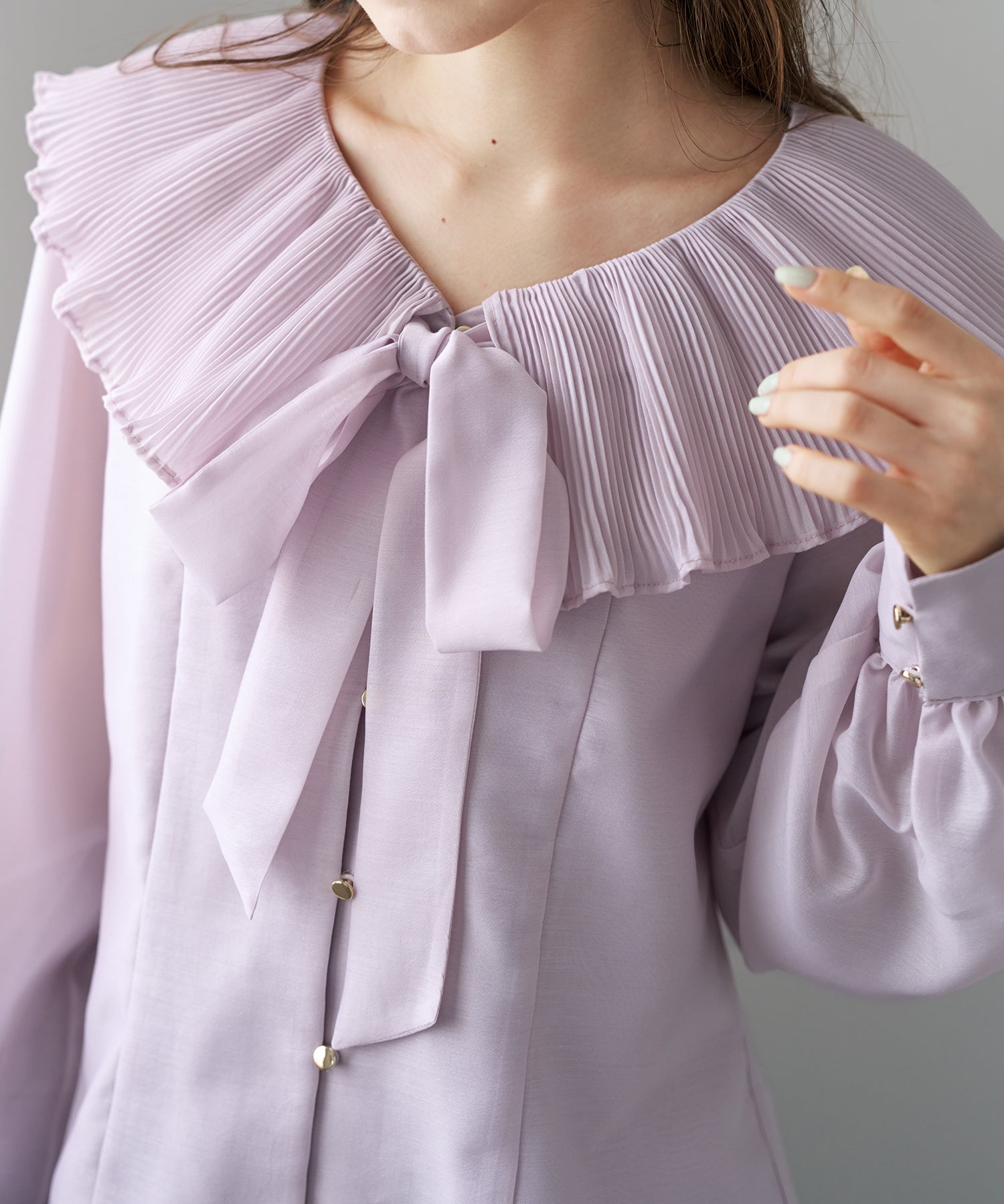 トランテアン ソン ドゥ モード 31 Sons de mode 2026春夏新作 襟プリーツシアーブラウス TT618101 （LAVENDER） LAVENDER