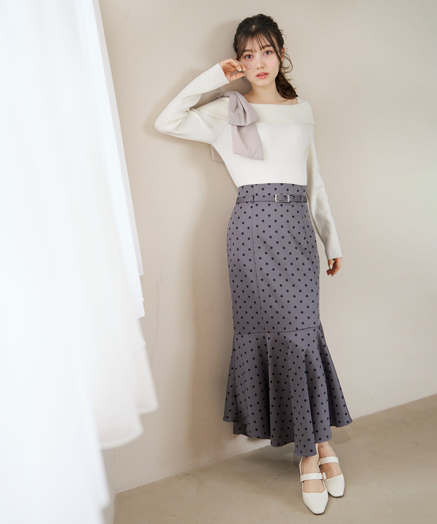 トランテアン ソン ドゥ モード 31 Sons de mode 2026春夏新作 アシメリボンニットプルオーバー TT618301 （OFF-WHITE） OFF-WHITE