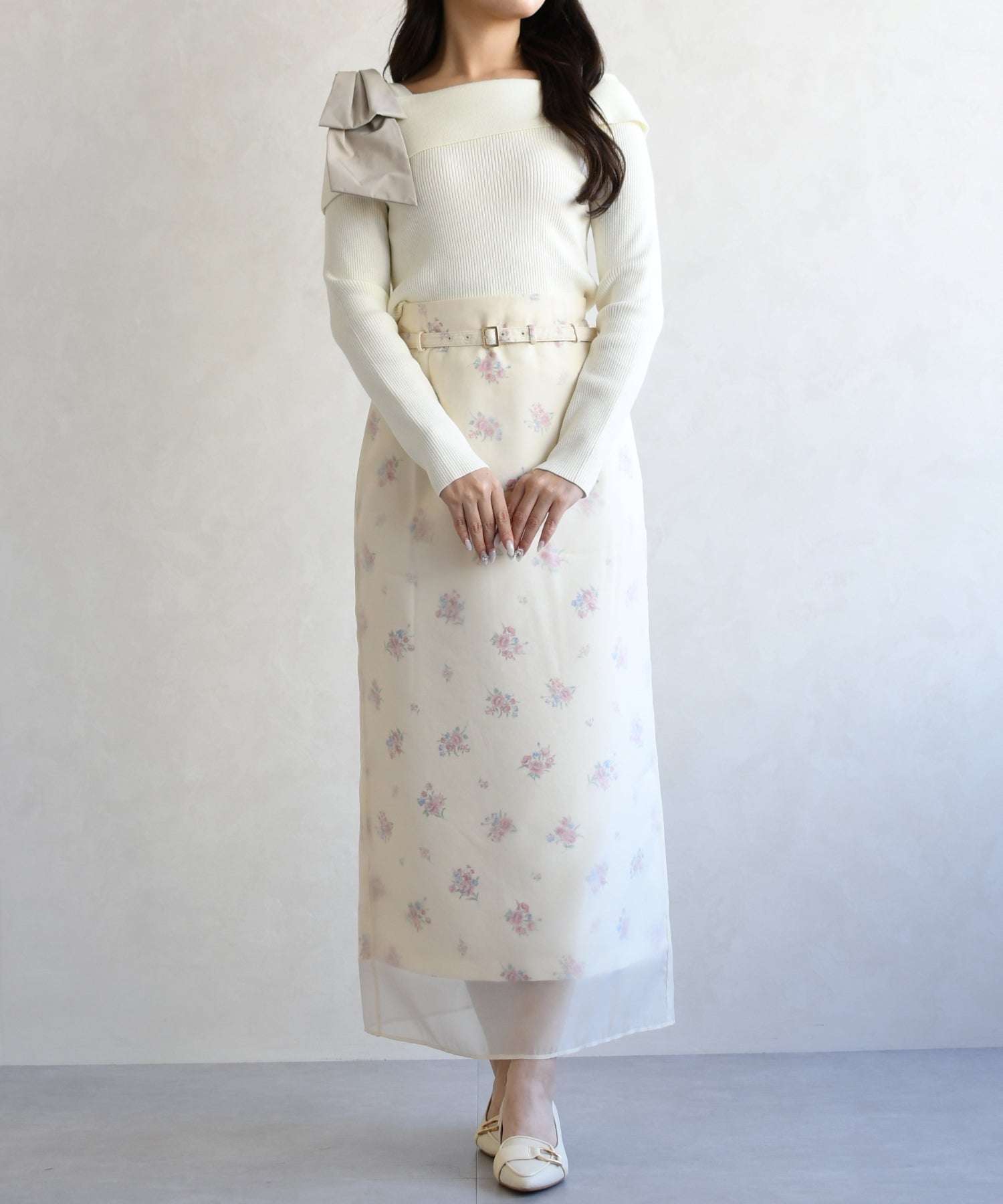 トランテアン ソン ドゥ モード 31 Sons de mode 2026春夏新作 アシメリボンニットプルオーバー TT618301 （OFF-WHITE） OFF-WHITE