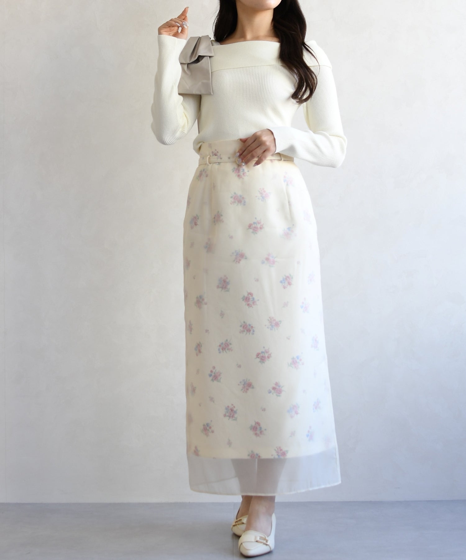 トランテアン ソン ドゥ モード 31 Sons de mode 2026春夏新作 アシメリボンニットプルオーバー TT618301 （OFF-WHITE） OFF-WHITE