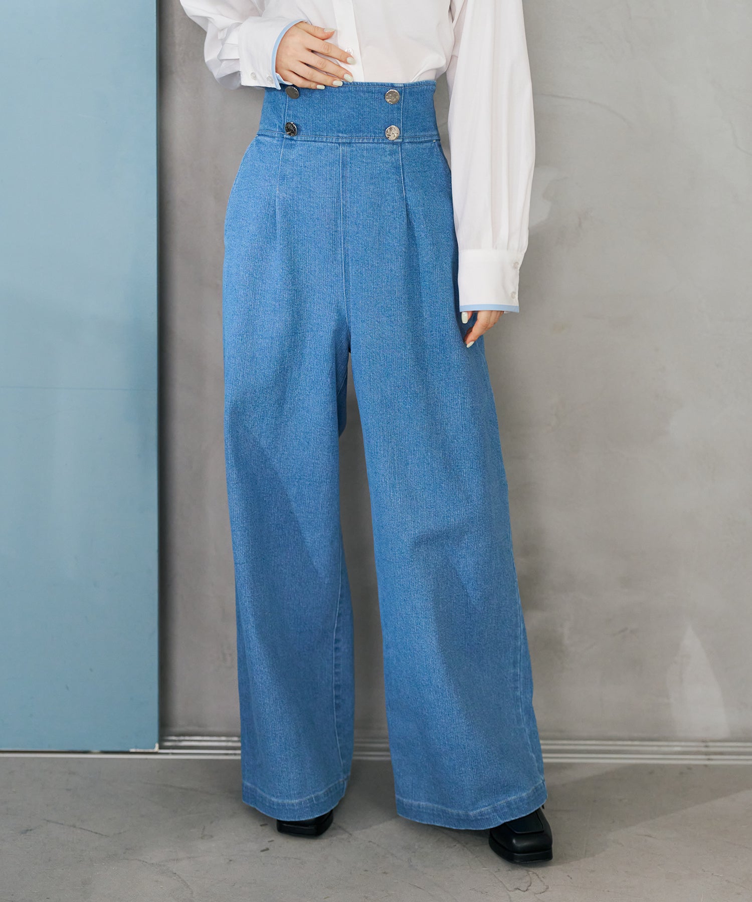 トランテアン ソン ドゥ モード 31 Sons de mode 2026春夏新作 レースアップデニムワイドパンツ TT617301 （BLUE） BLUE