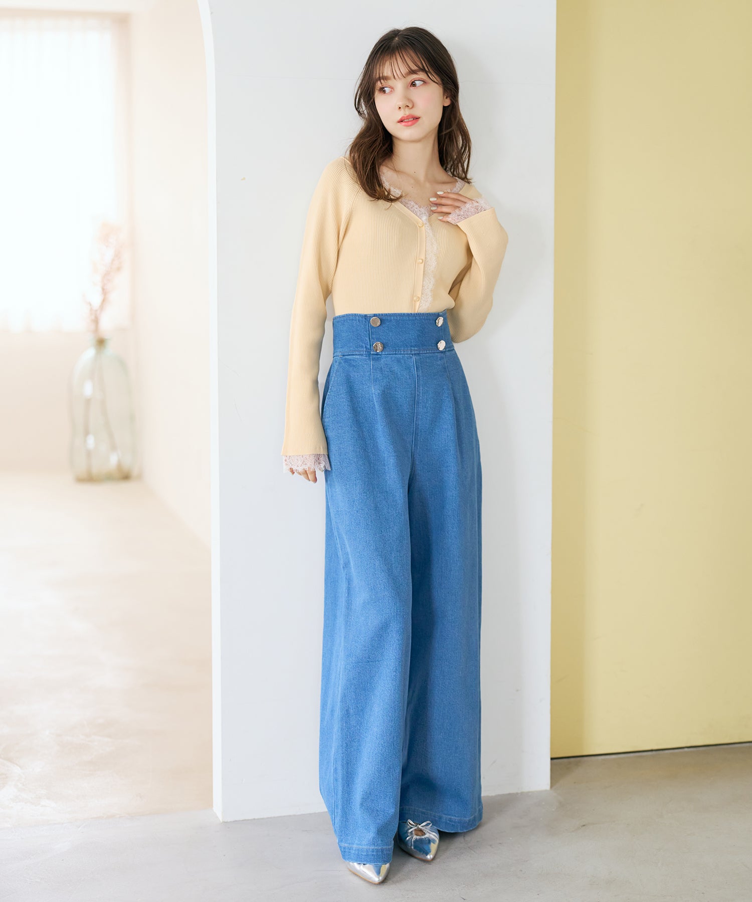 トランテアン ソン ドゥ モード 31 Sons de mode 2026春夏新作 レースアップデニムワイドパンツ TT617301 （BLUE） BLUE