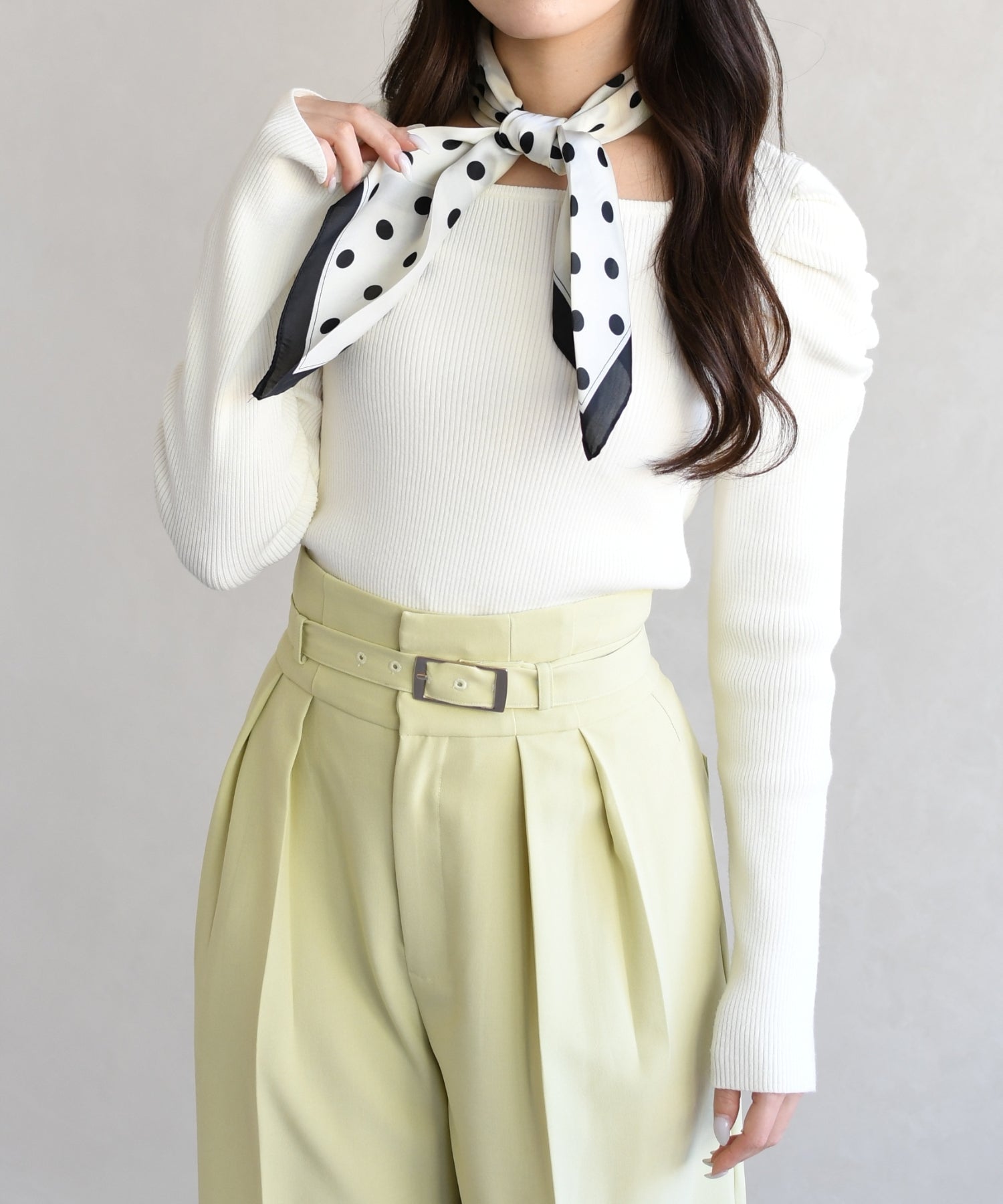 トランテアン ソン ドゥ モード 31 Sons de mode 2026春夏新作 スカーフ付きスクエアニット TT618303 （OFF-WHITE） OFF-WHITE