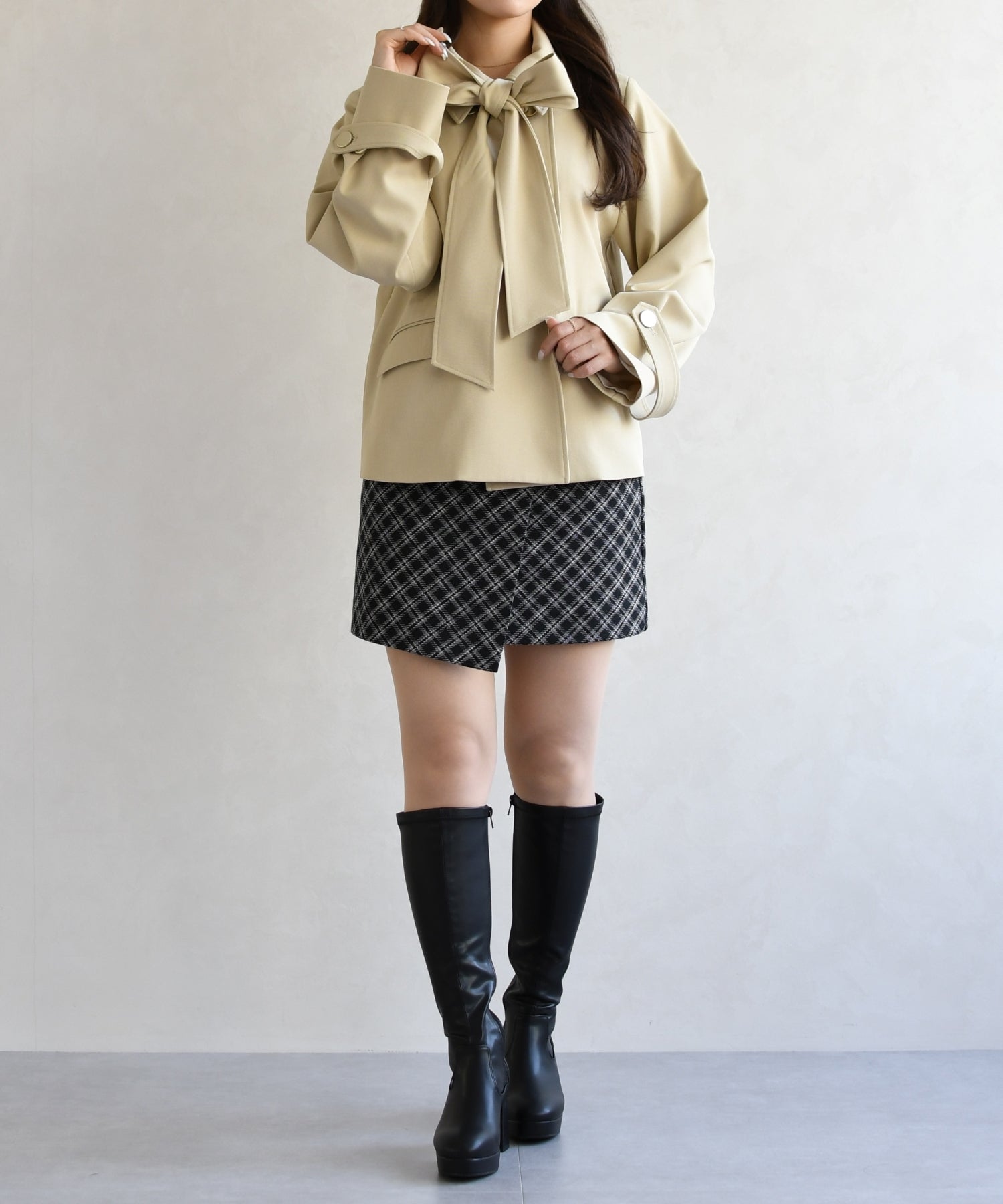 トランテアン ソン ドゥ モード 31 Sons de mode 2026春夏新作 リボンタイ付きブルゾン TT618502 （BEIGE） BEIGE