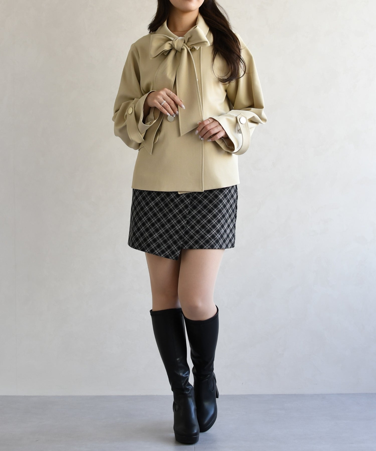 トランテアン ソン ドゥ モード 31 Sons de mode 2026春夏新作 リボンタイ付きブルゾン TT618502 （BEIGE） BEIGE