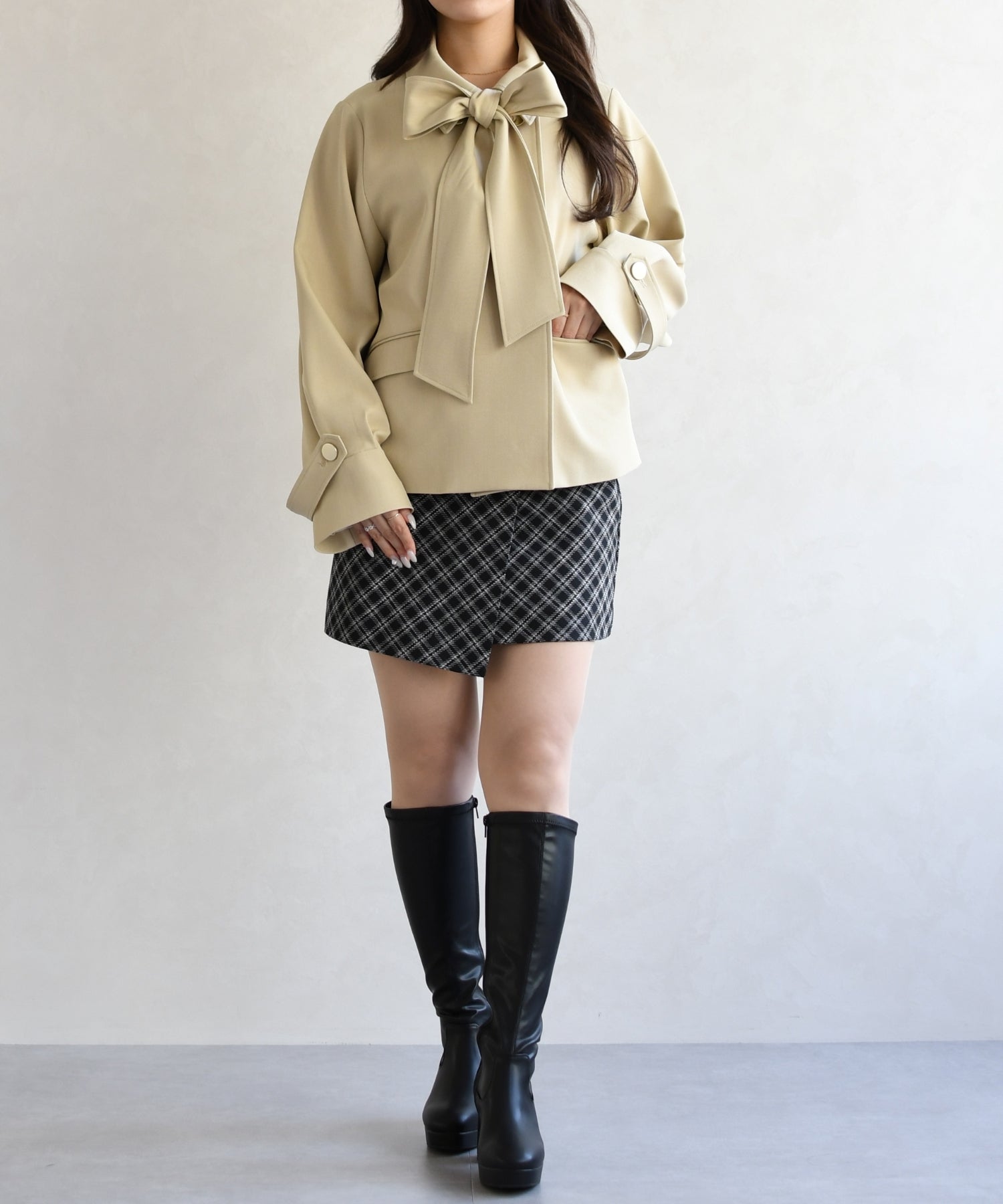 トランテアン ソン ドゥ モード 31 Sons de mode 2026春夏新作 リボンタイ付きブルゾン TT618502 （BEIGE） BEIGE