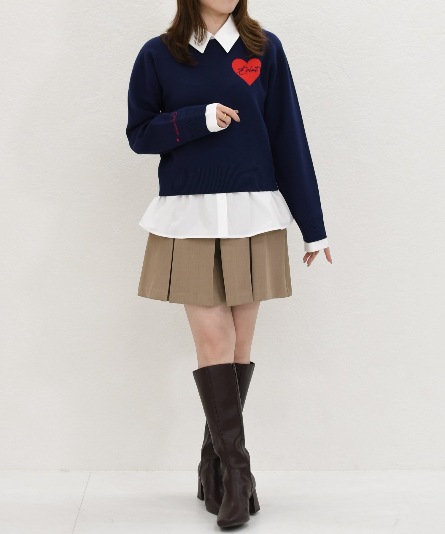 トランテアン ソン ドゥ モード 31 Sons de mode 2026春夏新作 ハートモチーフ襟付きニット TT618306 （NAVY） NAVY