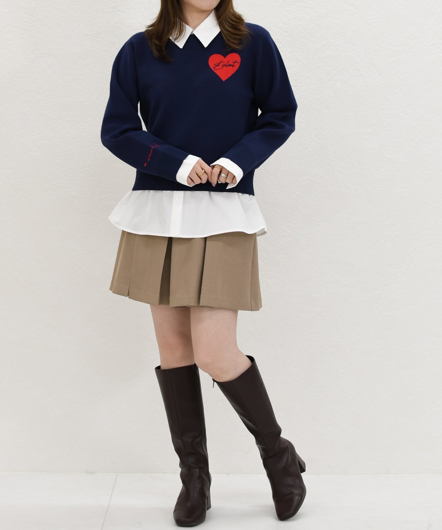 トランテアン ソン ドゥ モード 31 Sons de mode 2026春夏新作 ハートモチーフ襟付きニット TT618306 （NAVY） NAVY