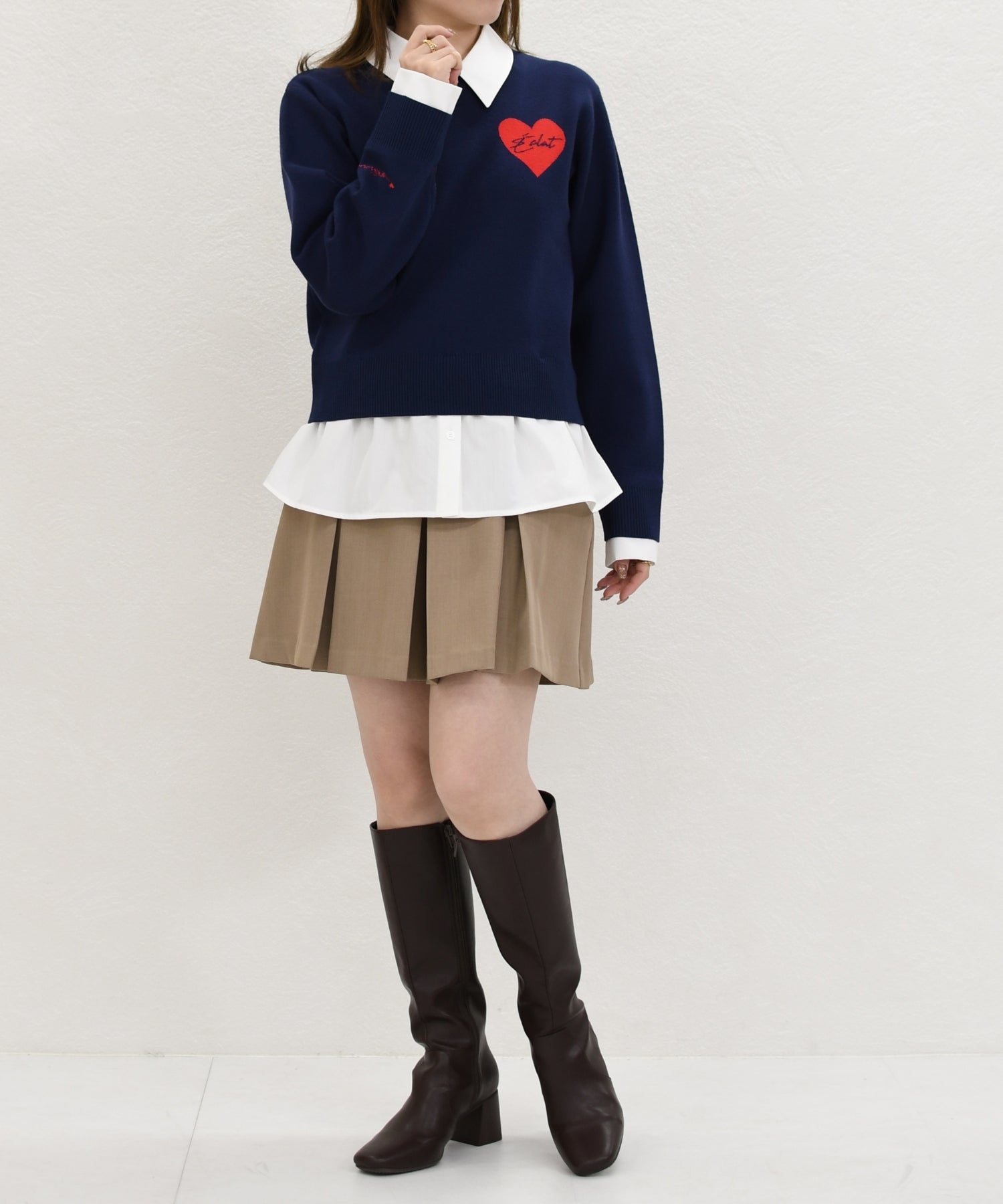 トランテアン ソン ドゥ モード 31 Sons de mode 2026春夏新作 ハートモチーフ襟付きニット TT618306 （NAVY） NAVY