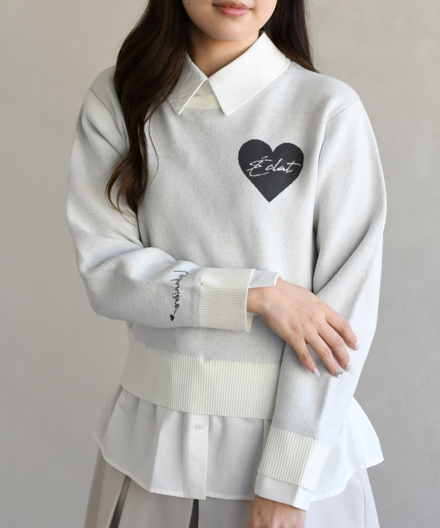 トランテアン ソン ドゥ モード 31 Sons de mode 2026春夏新作 ハートモチーフ襟付きニット TT618306 （BEIGE） BEIGE