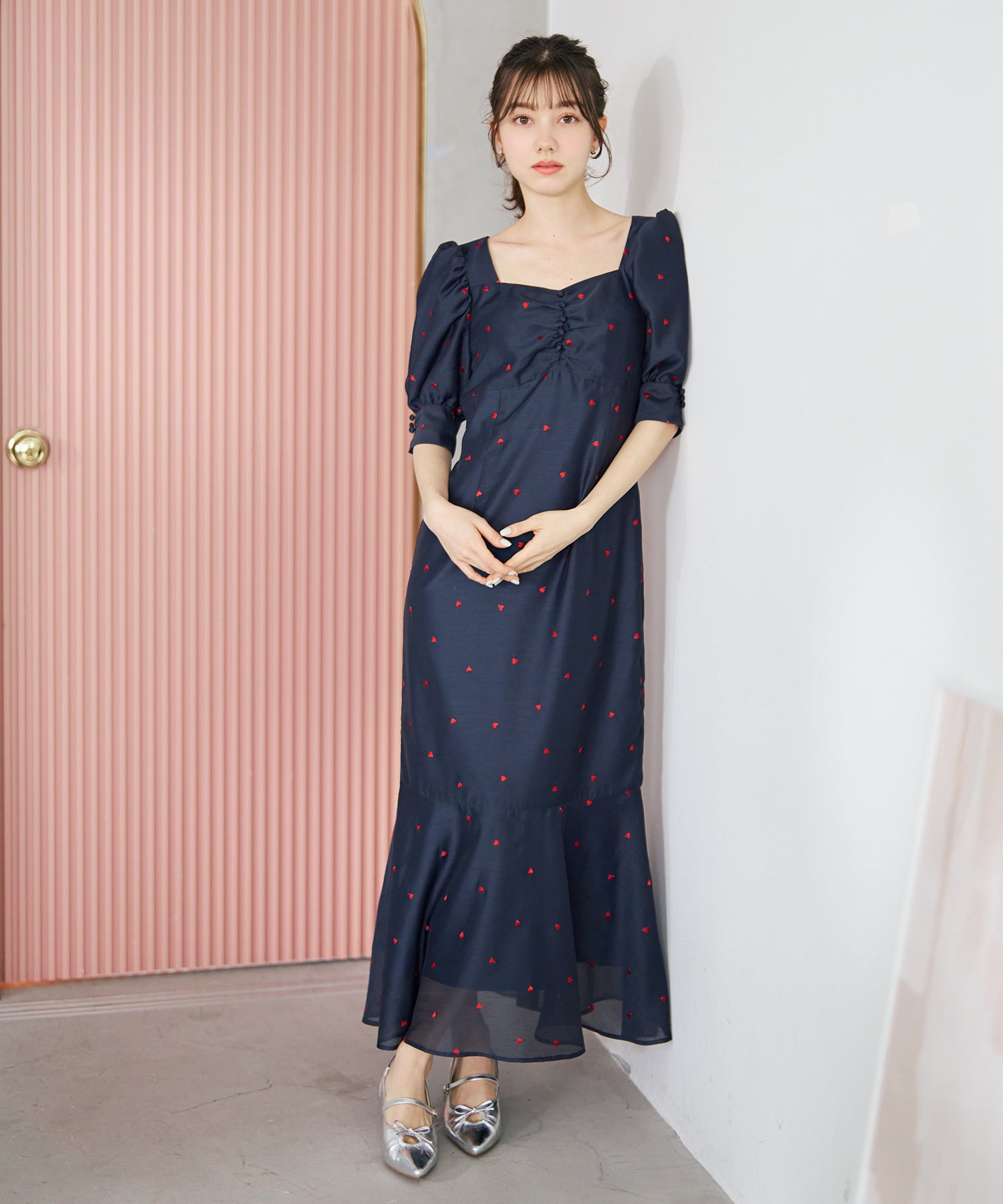 トランテアン ソン ドゥ モード 31 Sons de mode 2026春夏新作 ハート柄セミマーメイドワンピース TT617404 （NAVY） NAVY