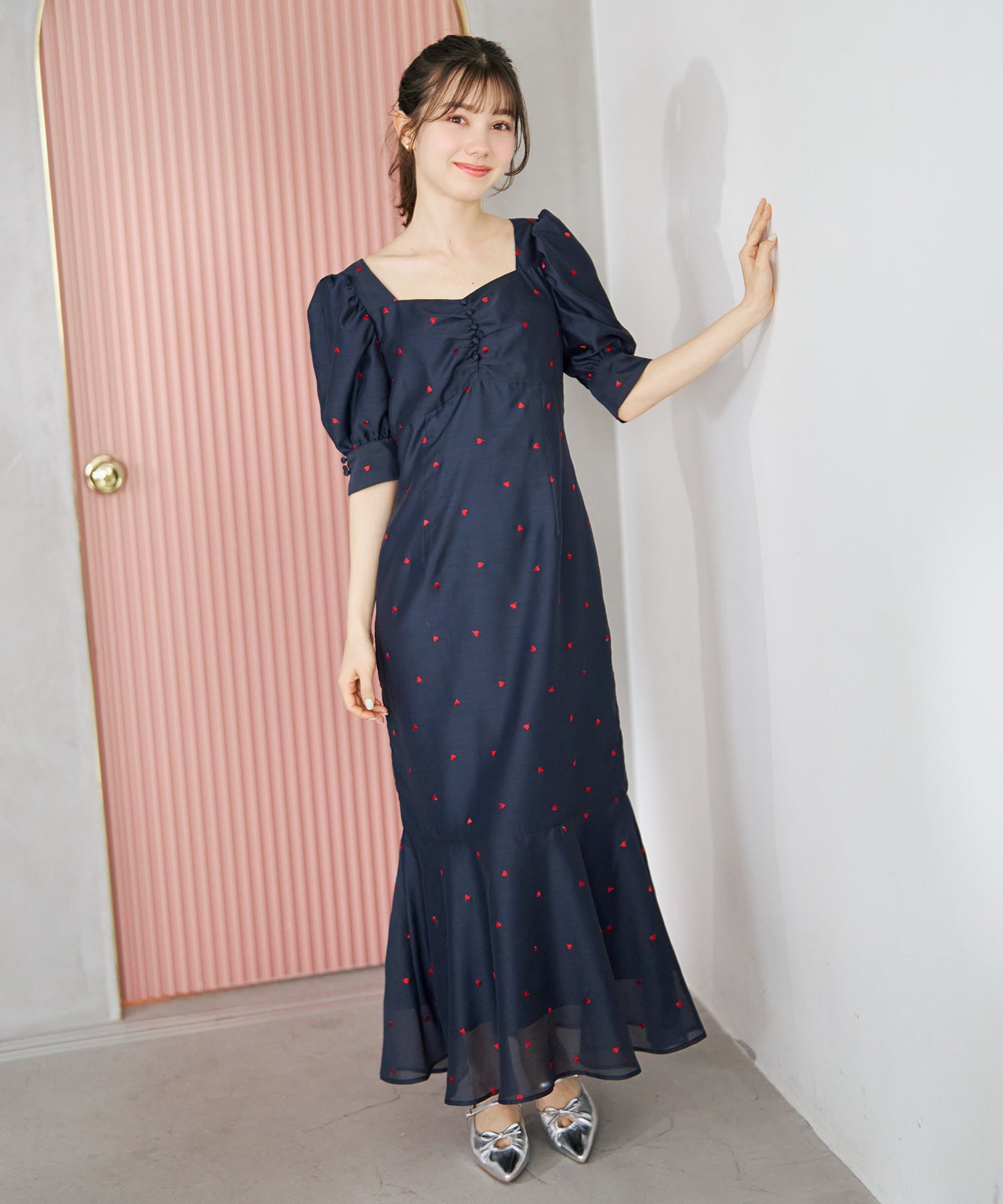 トランテアン ソン ドゥ モード 31 Sons de mode 2026春夏新作 ハート柄セミマーメイドワンピース TT617404 （NAVY） NAVY