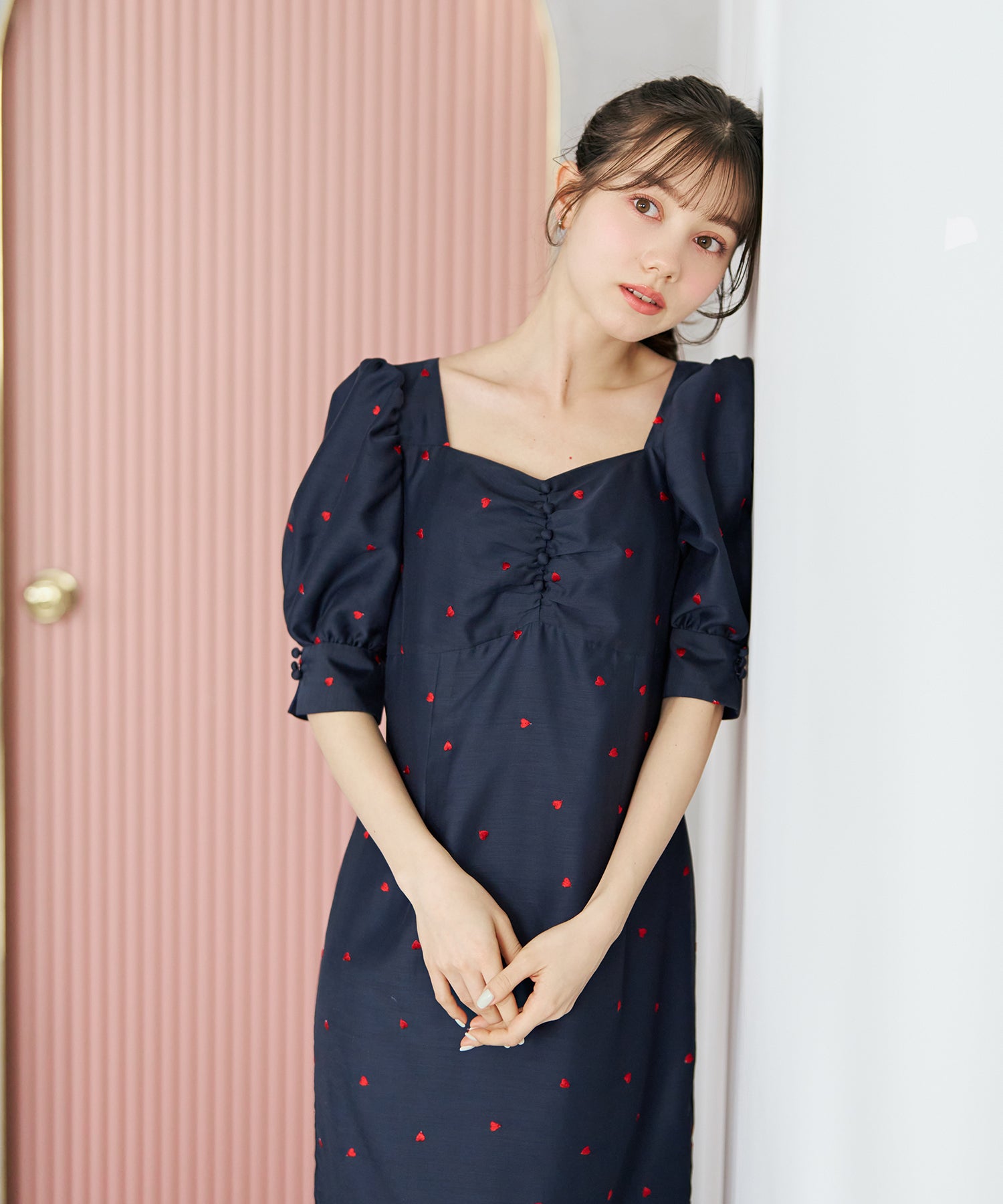 トランテアン ソン ドゥ モード 31 Sons de mode 2026春夏新作 ハート柄セミマーメイドワンピース TT617404 （NAVY） NAVY