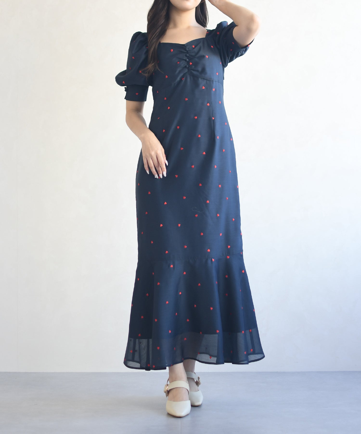 トランテアン ソン ドゥ モード 31 Sons de mode 2026春夏新作 ハート柄セミマーメイドワンピース TT617404 （NAVY） NAVY