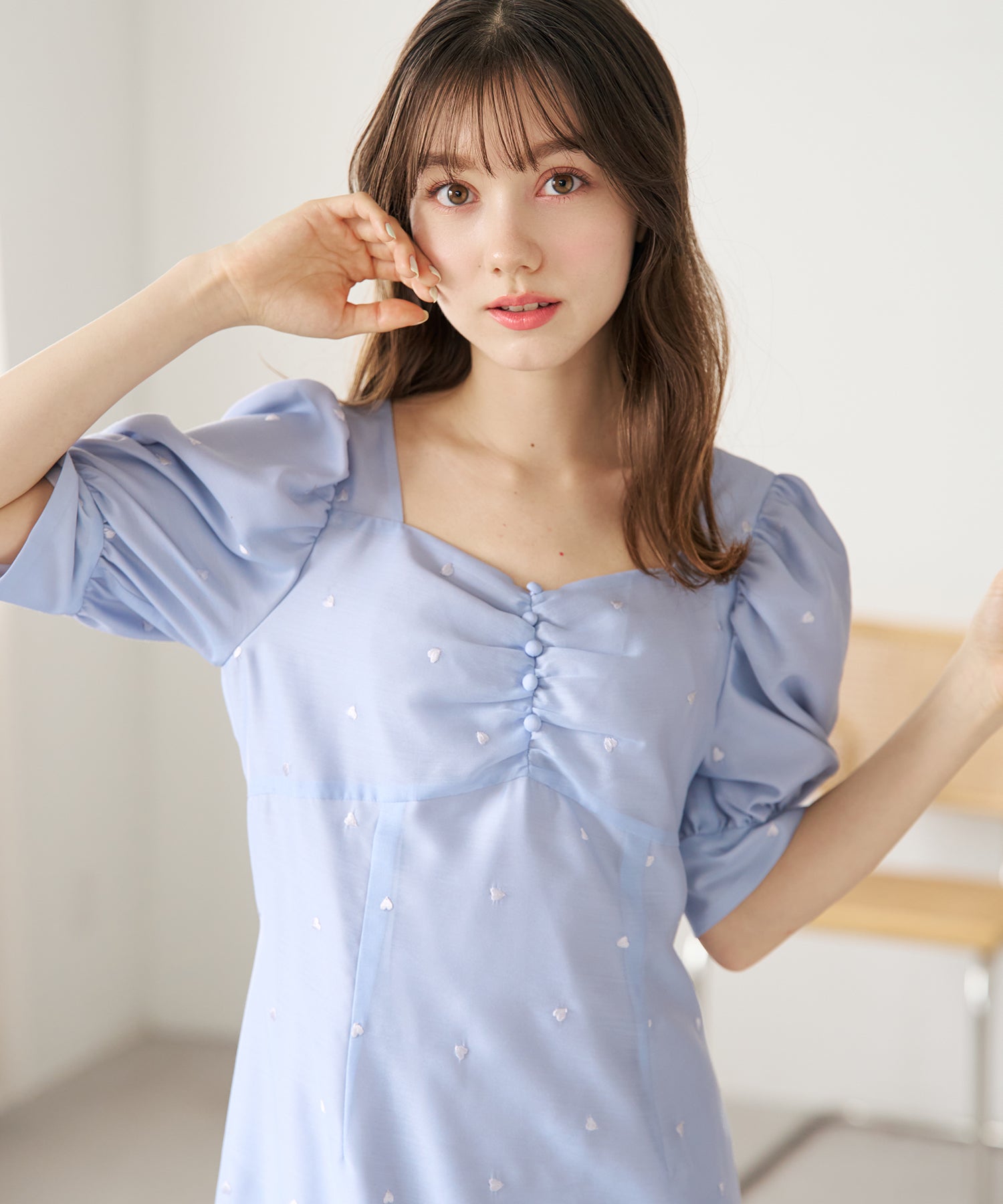 トランテアン ソン ドゥ モード 31 Sons de mode 2026春夏新作 ハート柄セミマーメイドワンピース TT617404 （SAXE） SAXE