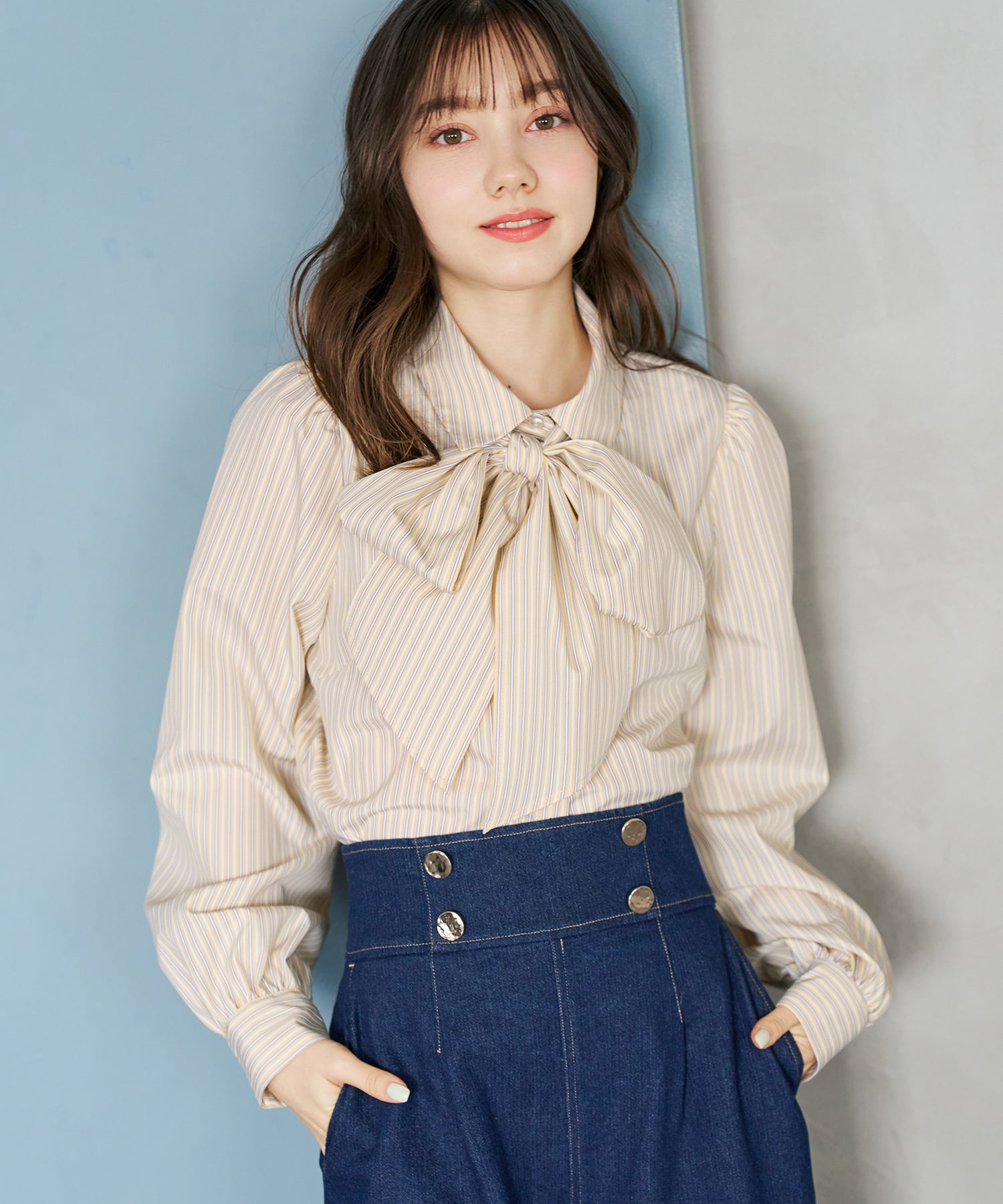 トランテアン ソン ドゥ モード 31 Sons de mode 2026春夏新作 ボウタイ衿シャツブラウス TT618102 （YELLOW） YELLOW