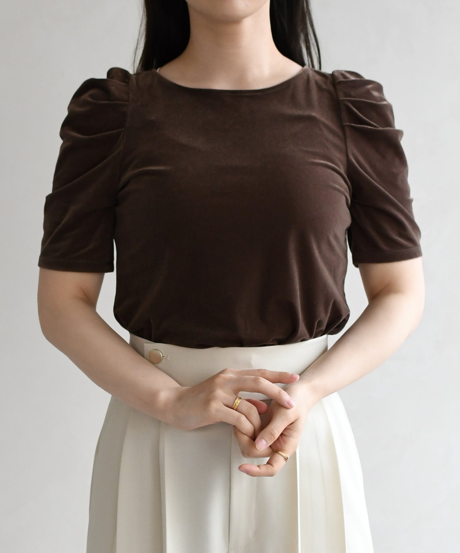 トランテアン ソン ドゥ モード 31 Sons de mode 2026春夏新作 シアーベロア5分袖カットソー TT618202 （BROWN） BROWN