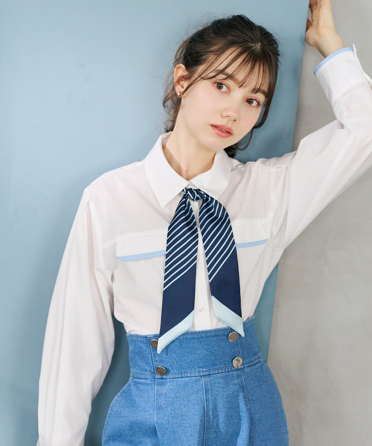 トランテアン ソン ドゥ モード 31 Sons de mode 2026春夏新作 スカーフ付きシャツブラウス TT618103 （OFF-WHITE） OFF-WHITE