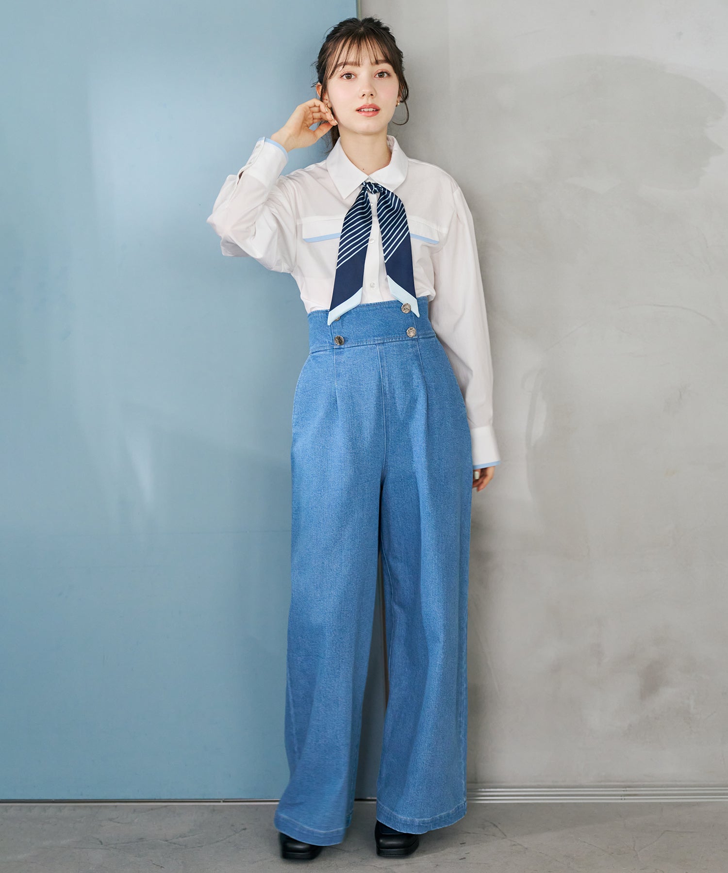 トランテアン ソン ドゥ モード 31 Sons de mode 2026春夏新作 スカーフ付きシャツブラウス TT618103 （OFF-WHITE） OFF-WHITE