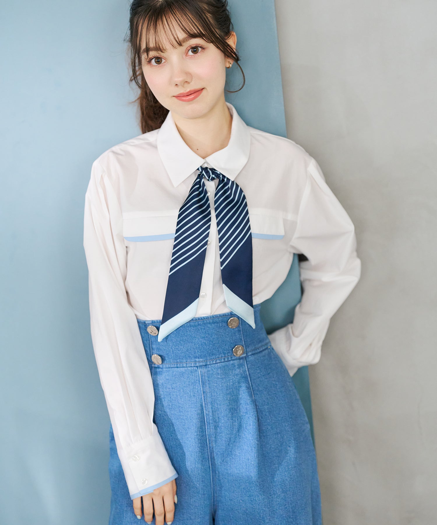 トランテアン ソン ドゥ モード 31 Sons de mode 2026春夏新作 スカーフ付きシャツブラウス TT618103 （OFF-WHITE） OFF-WHITE