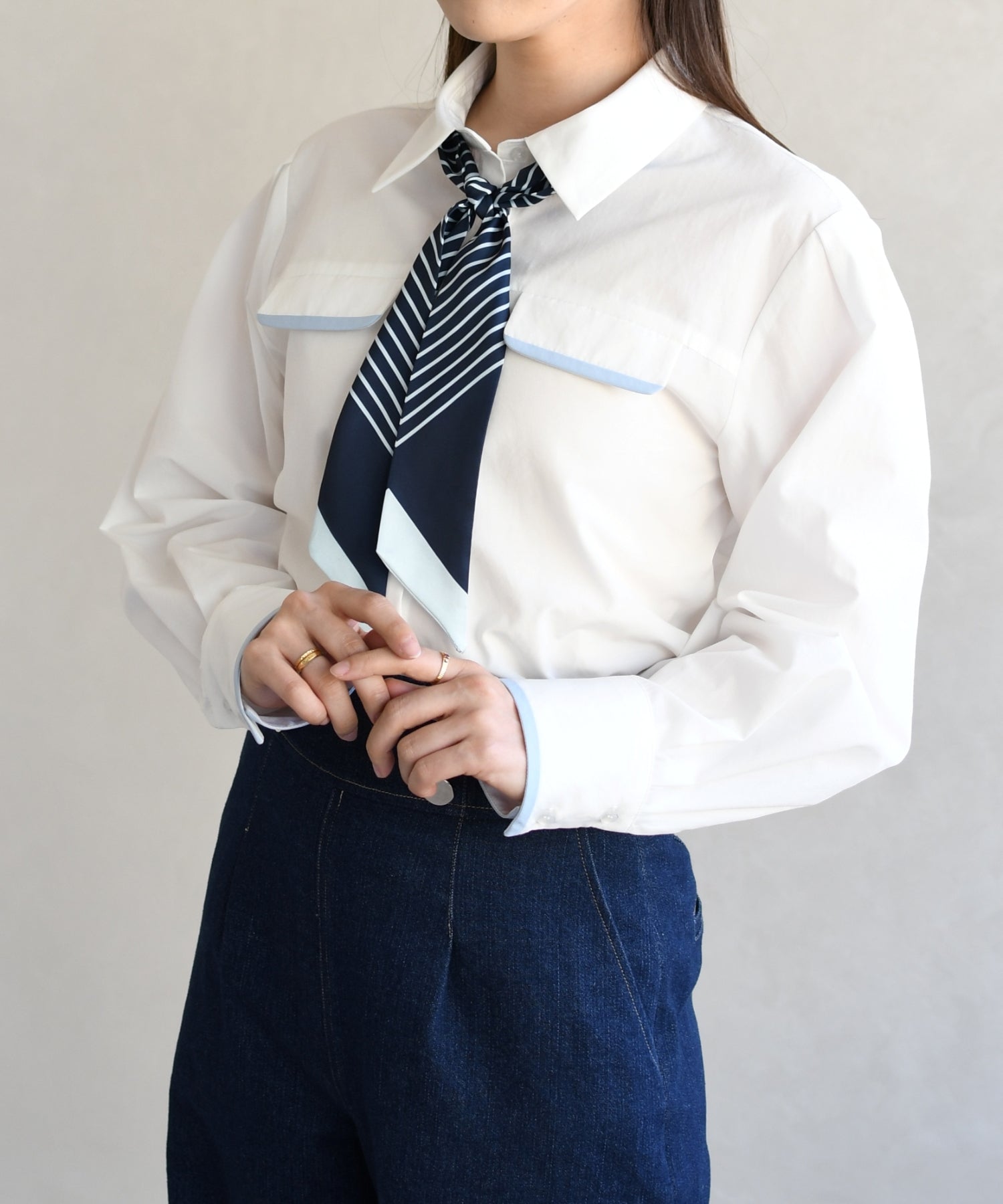 トランテアン ソン ドゥ モード 31 Sons de mode 2026春夏新作 スカーフ付きシャツブラウス TT618103 （OFF-WHITE） OFF-WHITE