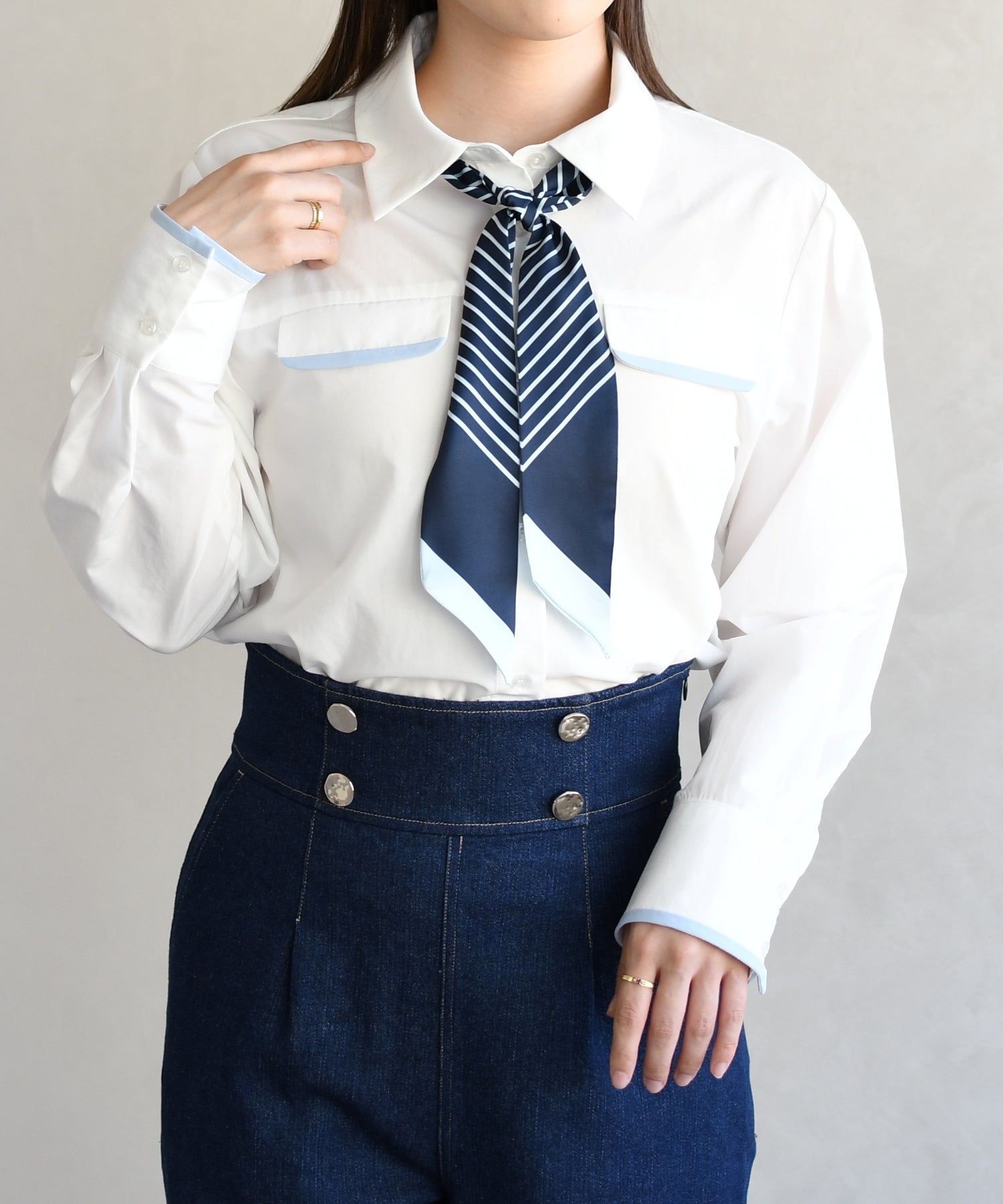 トランテアン ソン ドゥ モード 31 Sons de mode 2026春夏新作 スカーフ付きシャツブラウス TT618103 （OFF-WHITE） OFF-WHITE