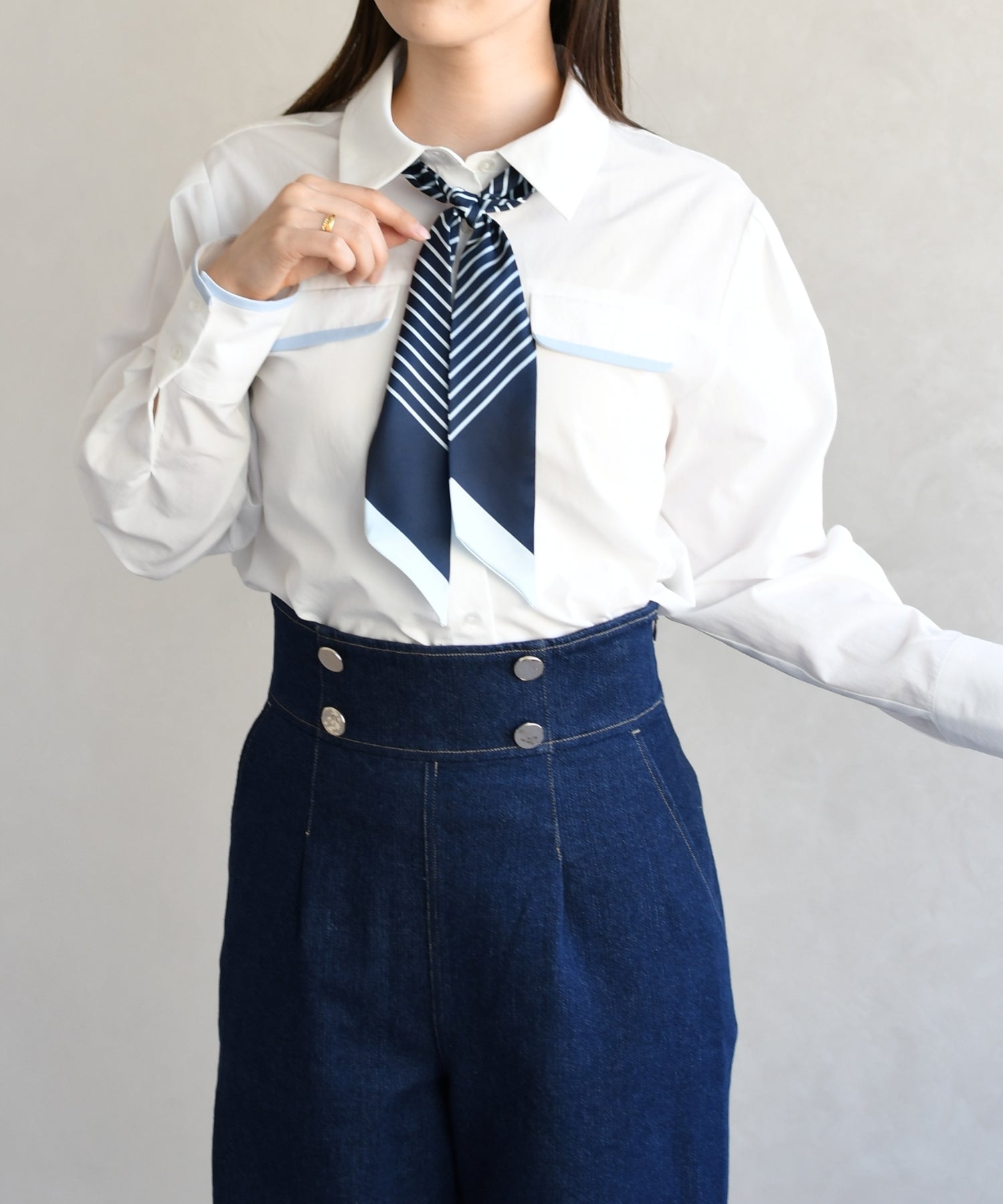 トランテアン ソン ドゥ モード 31 Sons de mode 2026春夏新作 スカーフ付きシャツブラウス TT618103 （OFF-WHITE） OFF-WHITE