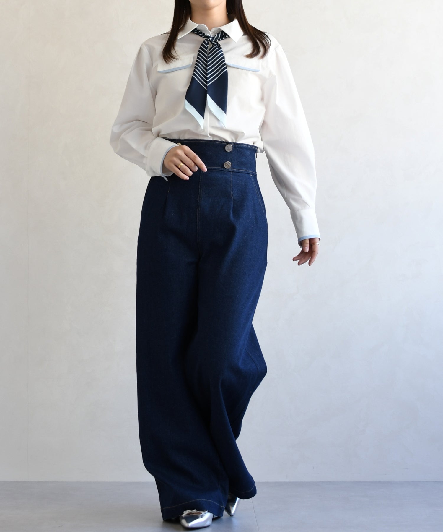 トランテアン ソン ドゥ モード 31 Sons de mode 2026春夏新作 スカーフ付きシャツブラウス TT618103 （OFF-WHITE） OFF-WHITE