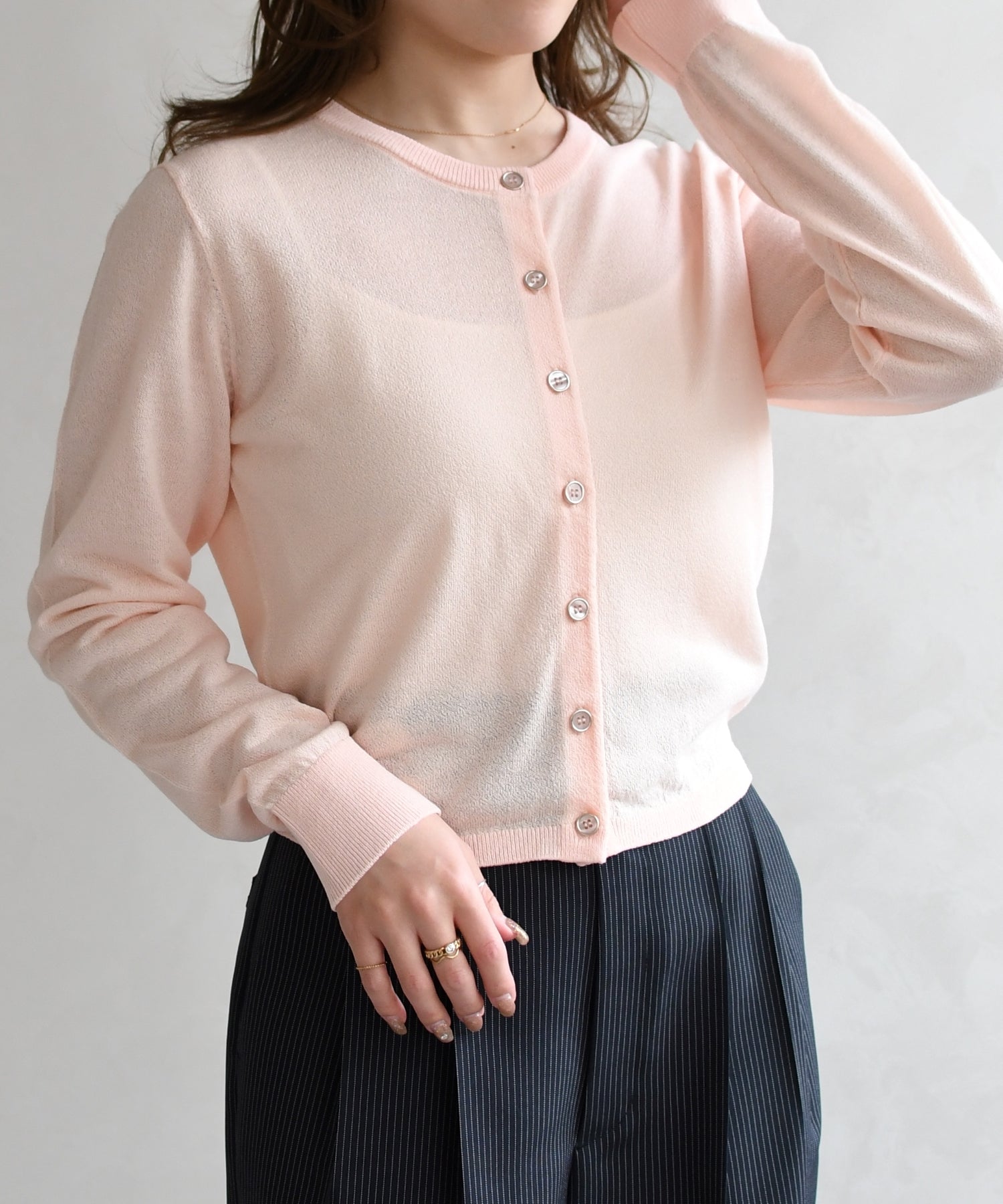 トランテアン ソン ドゥ モード 31 Sons de mode 2026春夏新作 スパークラメクルーネックカーディガン TT618401 （PINK） PINK