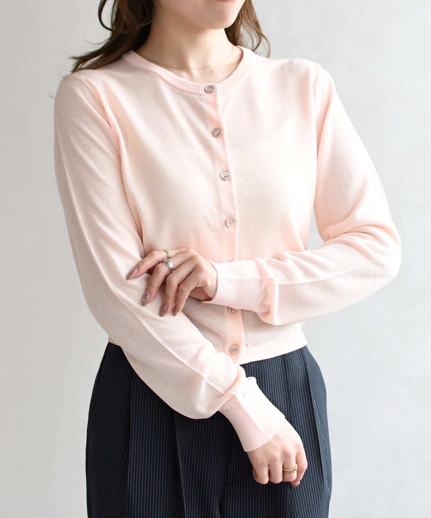 トランテアン ソン ドゥ モード 31 Sons de mode 2026春夏新作 スパークラメクルーネックカーディガン TT618401 （PINK） PINK