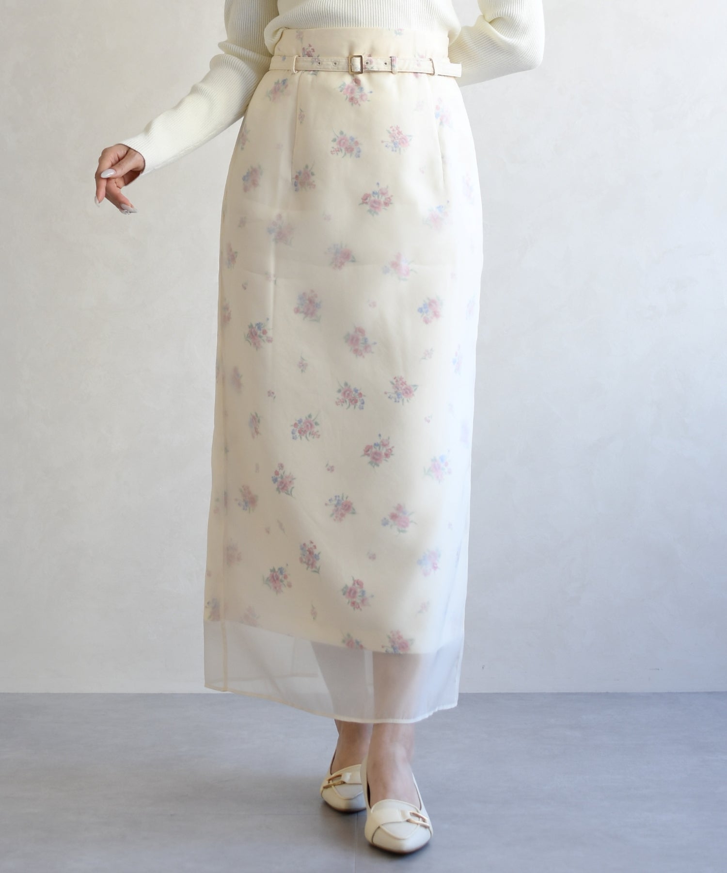 トランテアン ソン ドゥ モード 31 Sons de mode 2026春夏新作 シアーレイヤードスカート TT617203 （YELLOW） YELLOW