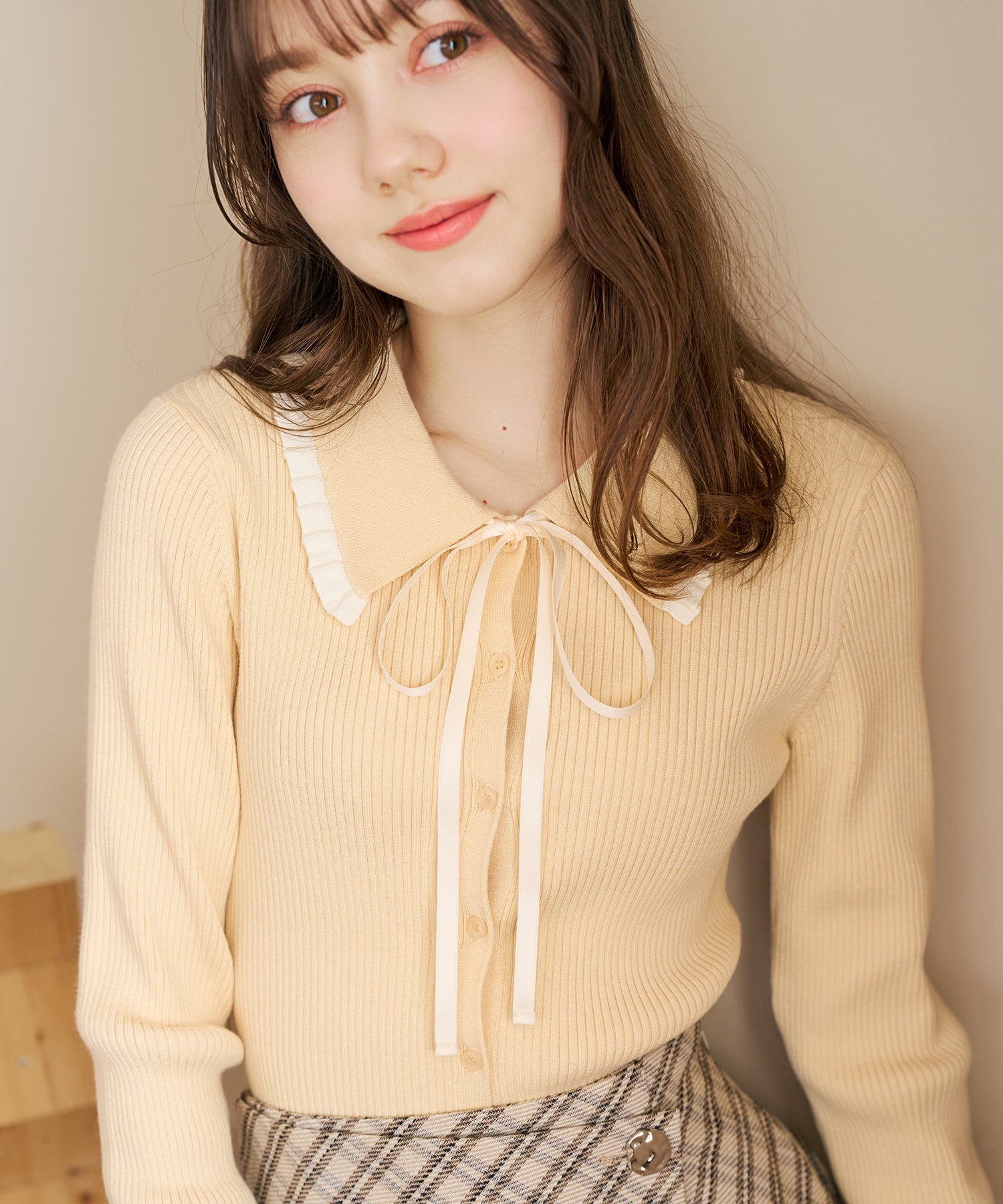 トランテアン ソン ドゥ モード 31 Sons de mode 2026春夏新作 襟フリルニット TT618304 （YELLOW） YELLOW