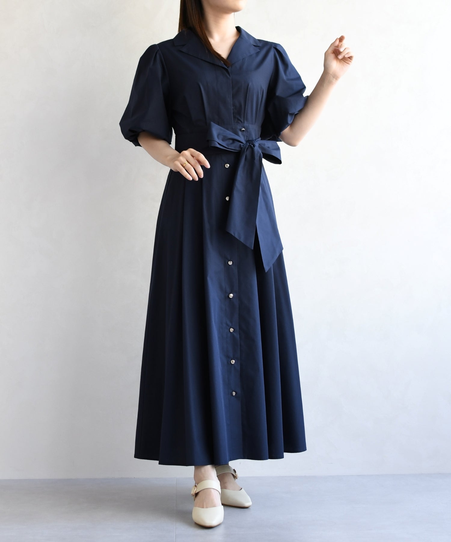 トランテアン ソン ドゥ モード 31 Sons de mode 2026春夏新作 パフスリーブシャツワンピース TT617402 （NAVY） NAVY