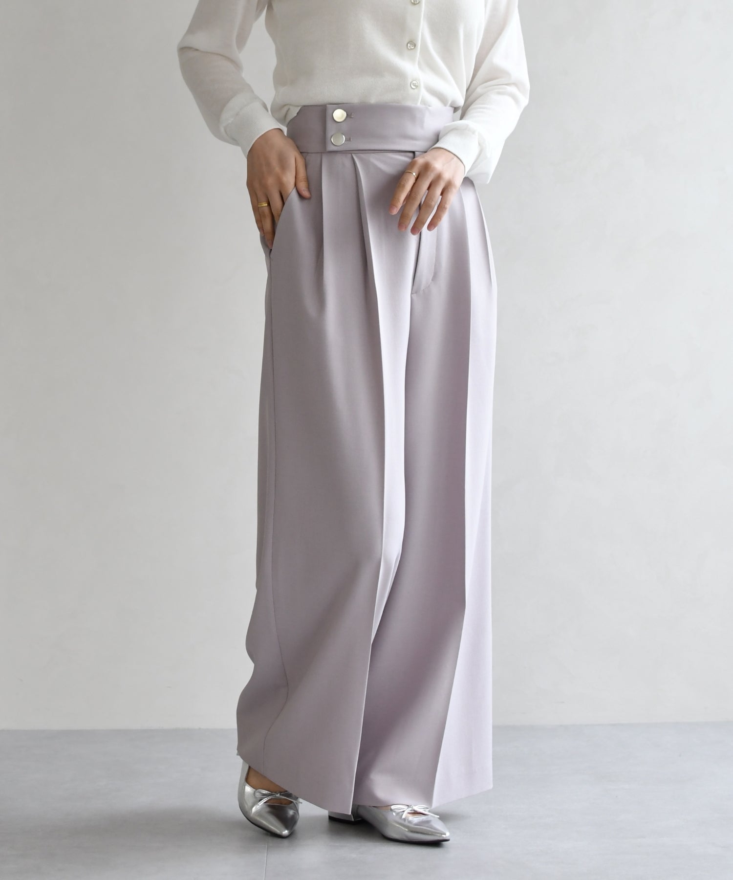 トランテアン ソン ドゥ モード 31 Sons de mode 2026春夏新作 センタープレスセミワイドパンツ TT617303 （LAVENDER） LAVENDER