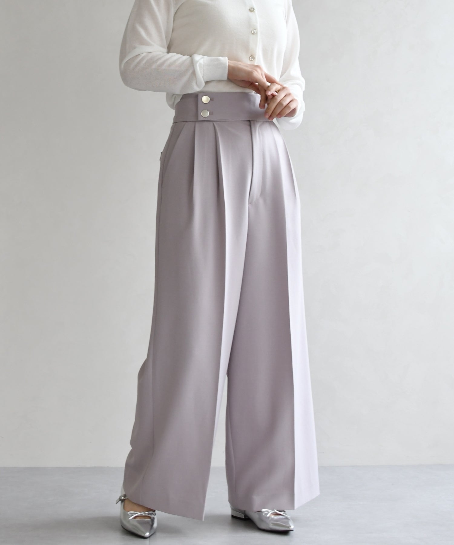 トランテアン ソン ドゥ モード 31 Sons de mode 2026春夏新作 センタープレスセミワイドパンツ TT617303 （LAVENDER） LAVENDER