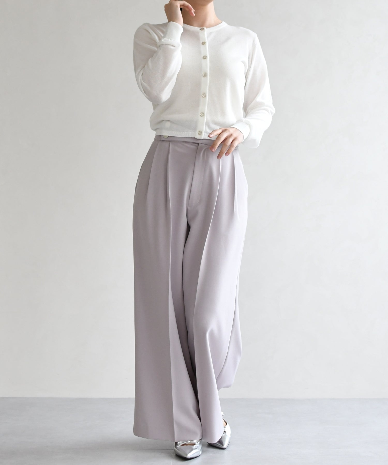 トランテアン ソン ドゥ モード 31 Sons de mode 2026春夏新作 センタープレスセミワイドパンツ TT617303 （LAVENDER） LAVENDER