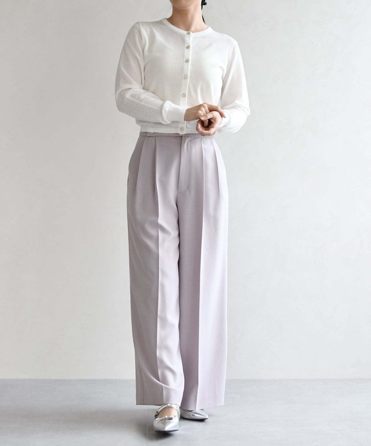 トランテアン ソン ドゥ モード 31 Sons de mode 2026春夏新作 センタープレスセミワイドパンツ TT617303 （LAVENDER） LAVENDER