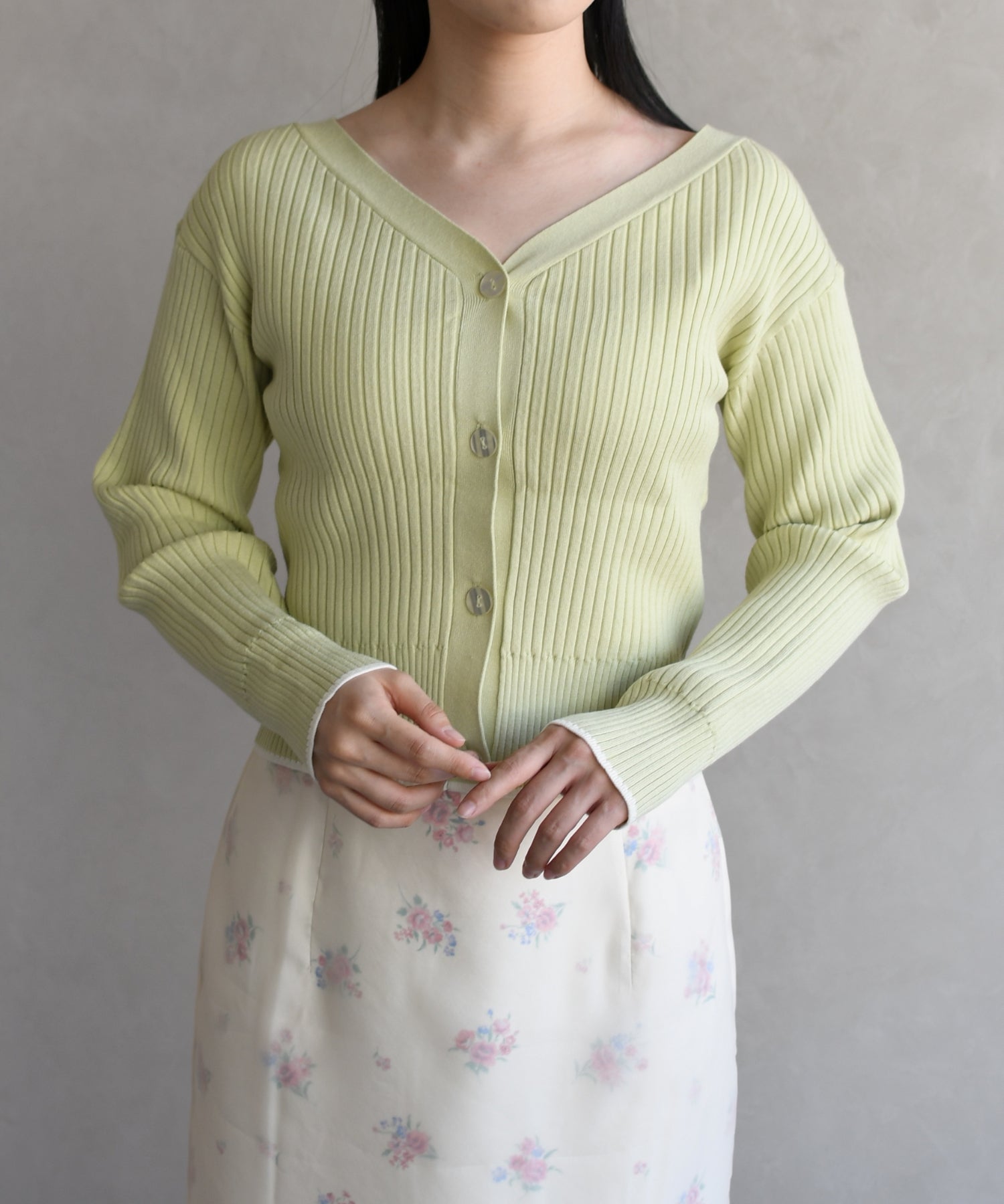 トランテアン ソン ドゥ モード 31 Sons de mode 2026春夏新作 肩リボン配色ニット TT618307 （L.GREEN） L.GREEN