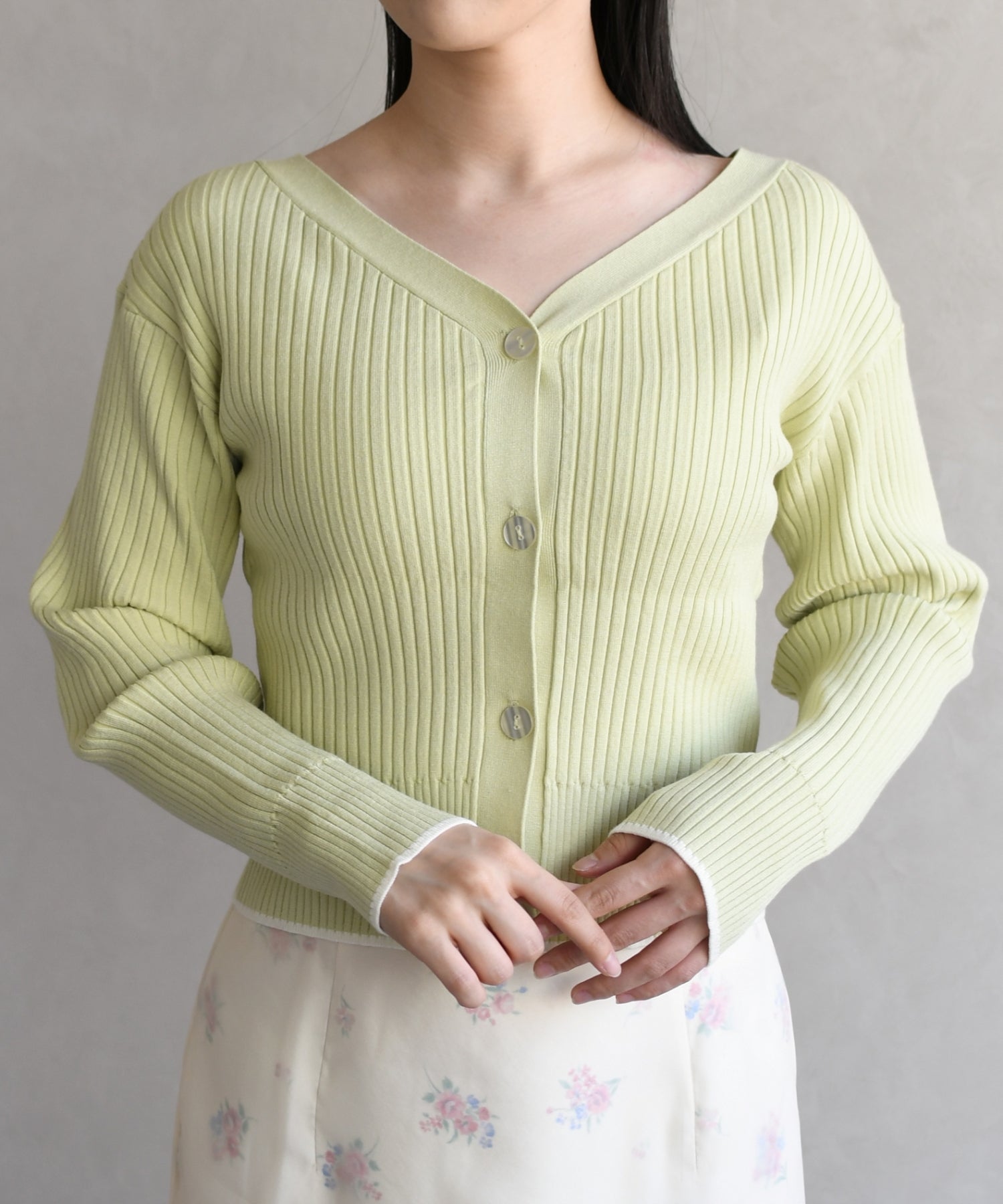 トランテアン ソン ドゥ モード 31 Sons de mode 2026春夏新作 肩リボン配色ニット TT618307 （L.GREEN） L.GREEN