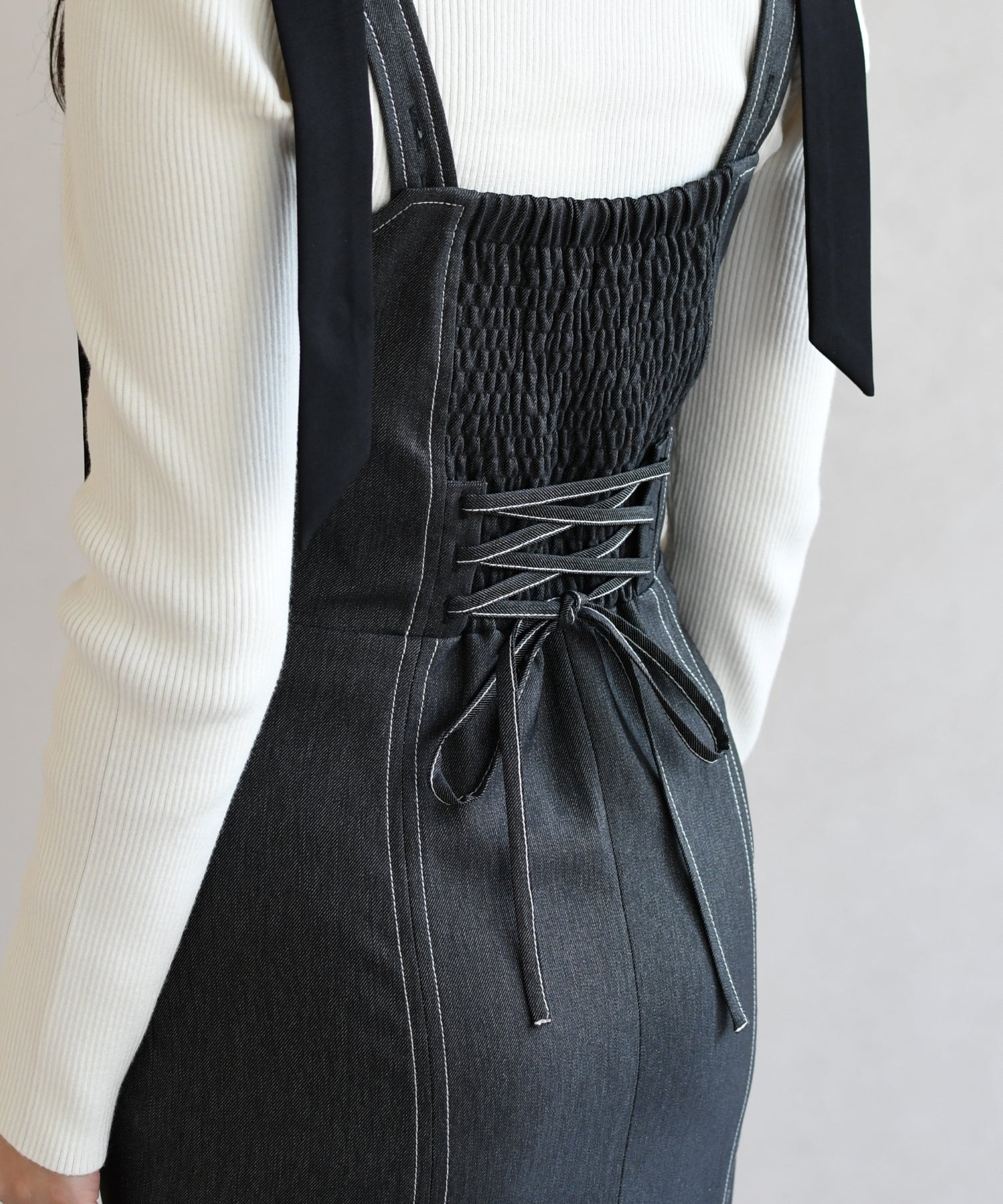 トランテアン ソン ドゥ モード 31 Sons de mode 2026春夏新作  肩リボンデニムライクジャンスカTT617405 （BLACK） BLACK