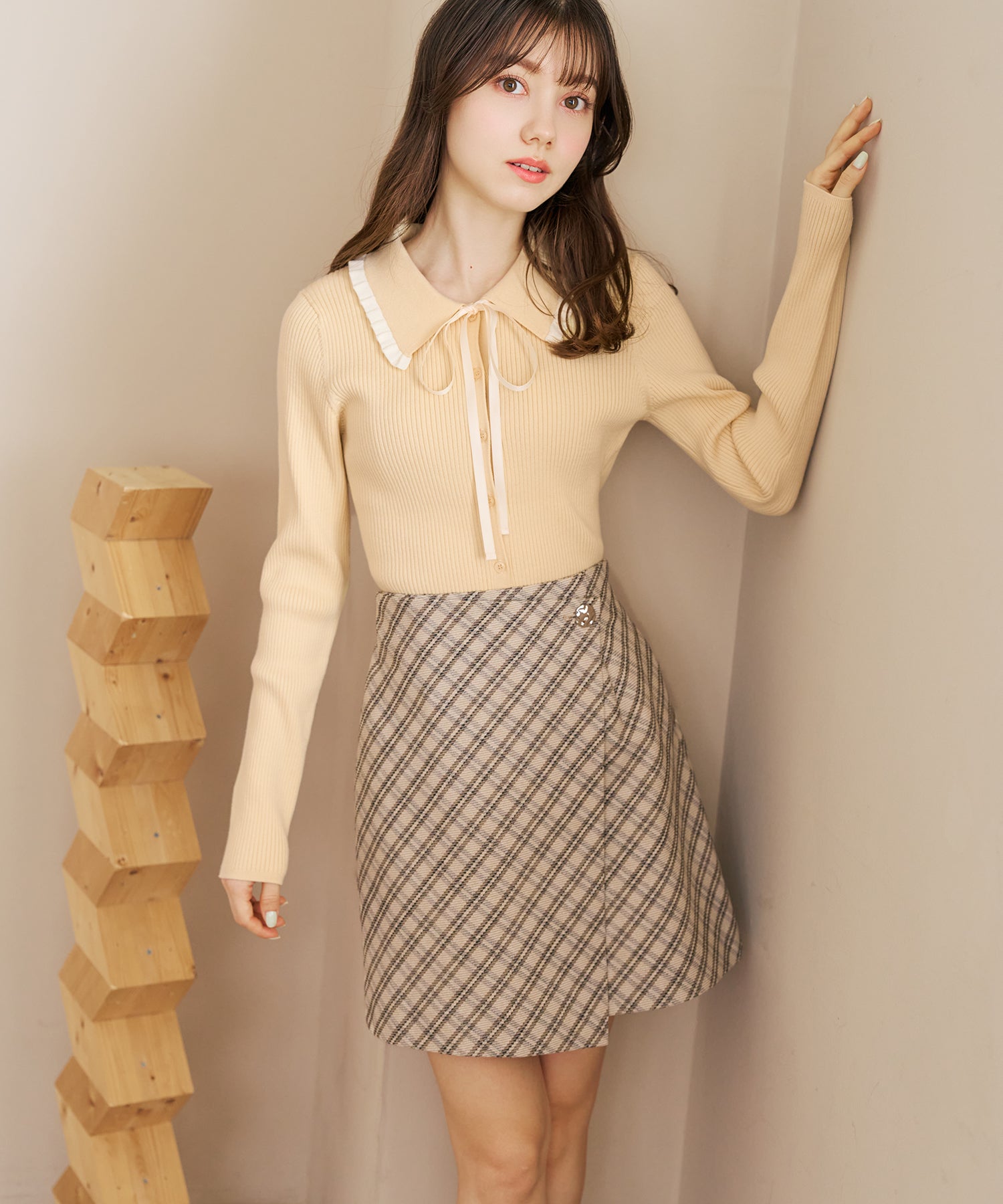 トランテアン ソン ドゥ モード 31 Sons de mode 2026春夏新作 チェックミニスカート TT617207 （BEIGE） BEIGE