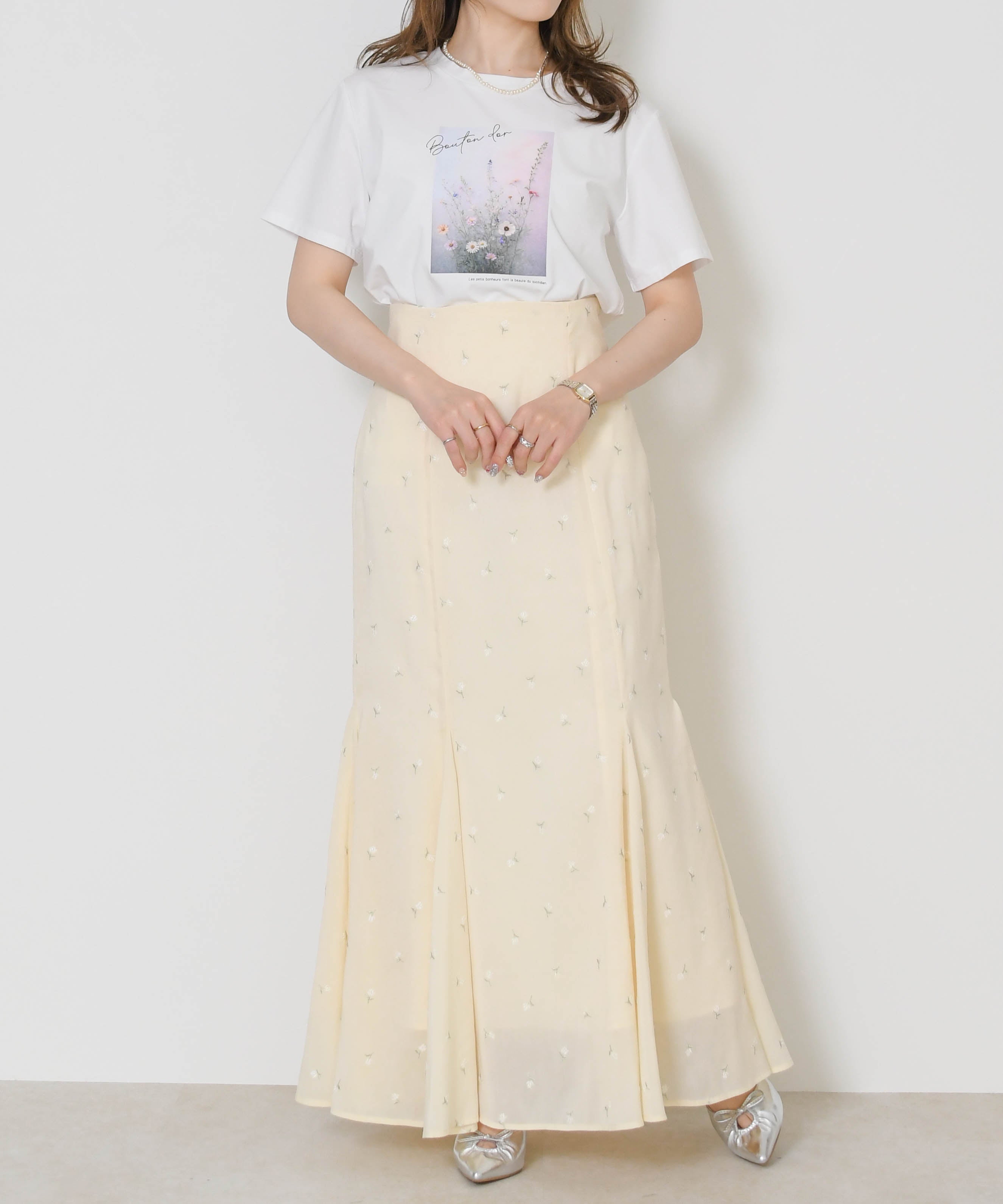 トランテアン ソン ドゥ モード 31 Sons de mode 2026春夏新作 フラワープリントグラフィックTシャツ TT628201 （OFF-WHITE） OFF-WHITE