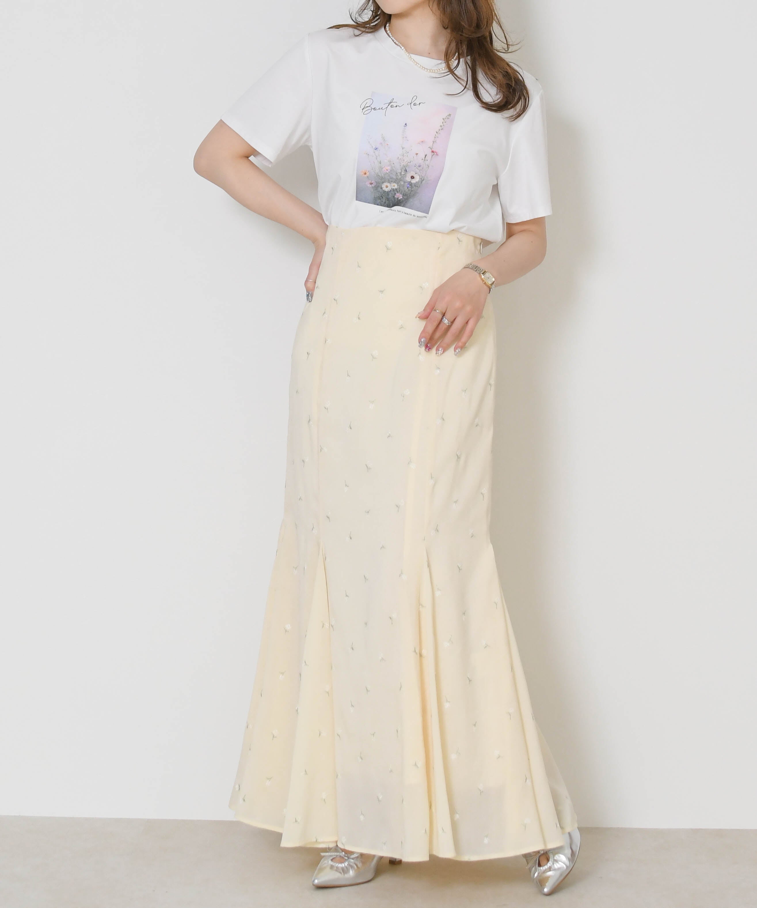 トランテアン ソン ドゥ モード 31 Sons de mode 2026春夏新作 フラワープリントグラフィックTシャツ TT628201 （OFF-WHITE） OFF-WHITE