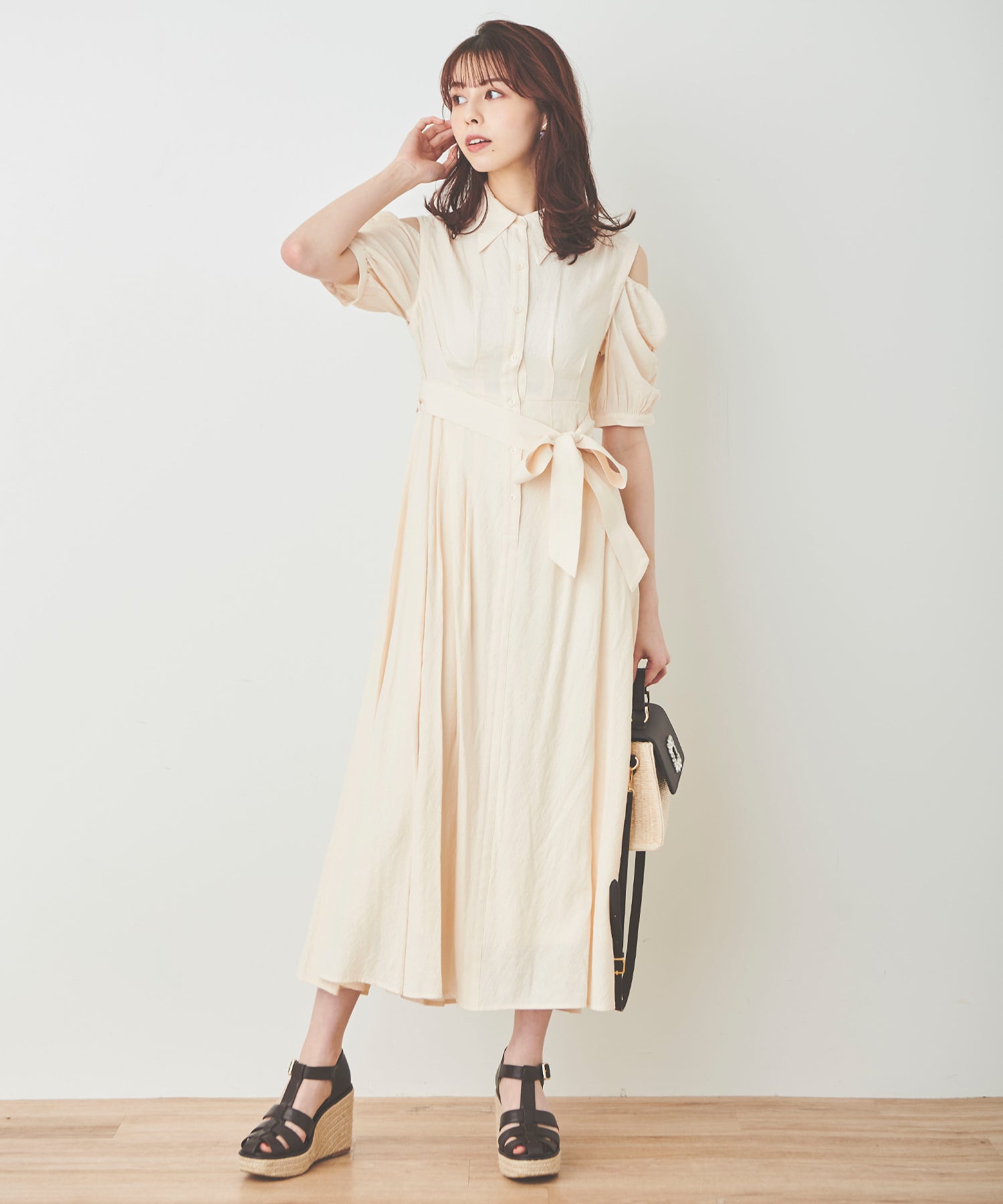 トランテアン ソン ドゥ モード 31 Sons de mode 肩開き2wayシャツワンピース （ベージュ） BEIGE