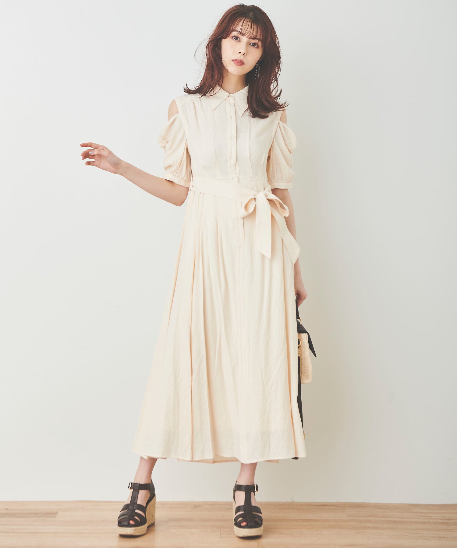 トランテアン ソン ドゥ モード 31 Sons de mode 肩開き2wayシャツワンピース （ベージュ） BEIGE