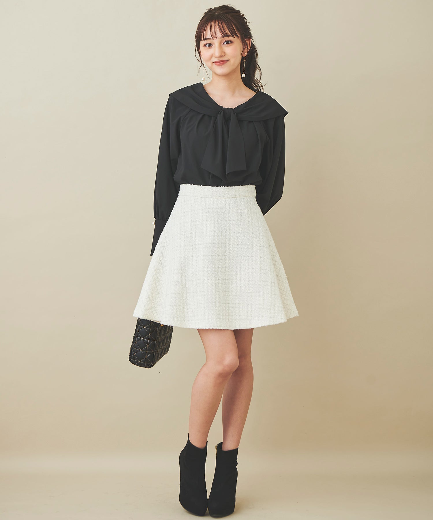 トランテアン ソン ドゥ モード 31 Sons de mode ツイードフレアミニスカート （オフホワイト） OFF-WHITE